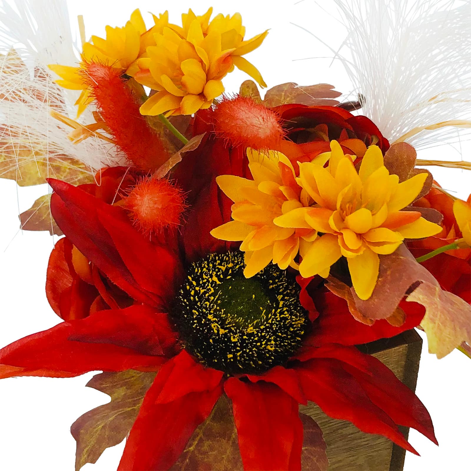 Red &#x26; Yellow Premade Floral in Wood Box Tabletop Accent by Ashland&#xAE;