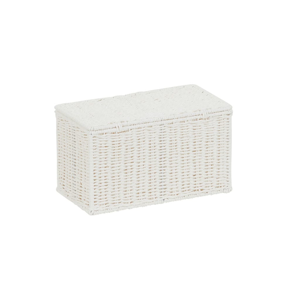 Household Essentials Small White Wicker Basket with Lid