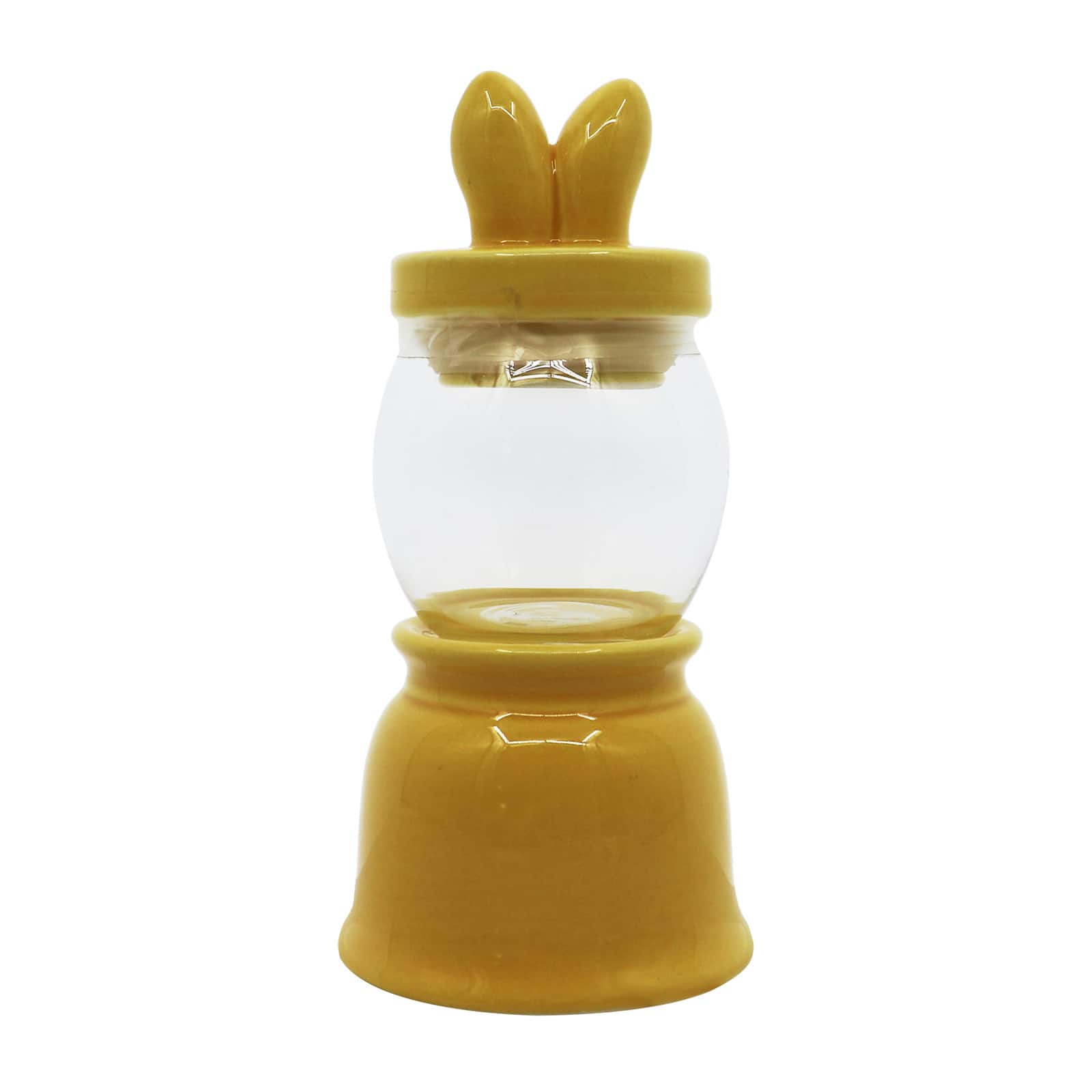 7.5&#x22; Yellow Bunny Glass &#x26; Ceramic Candy Container by Ashland&#xAE;