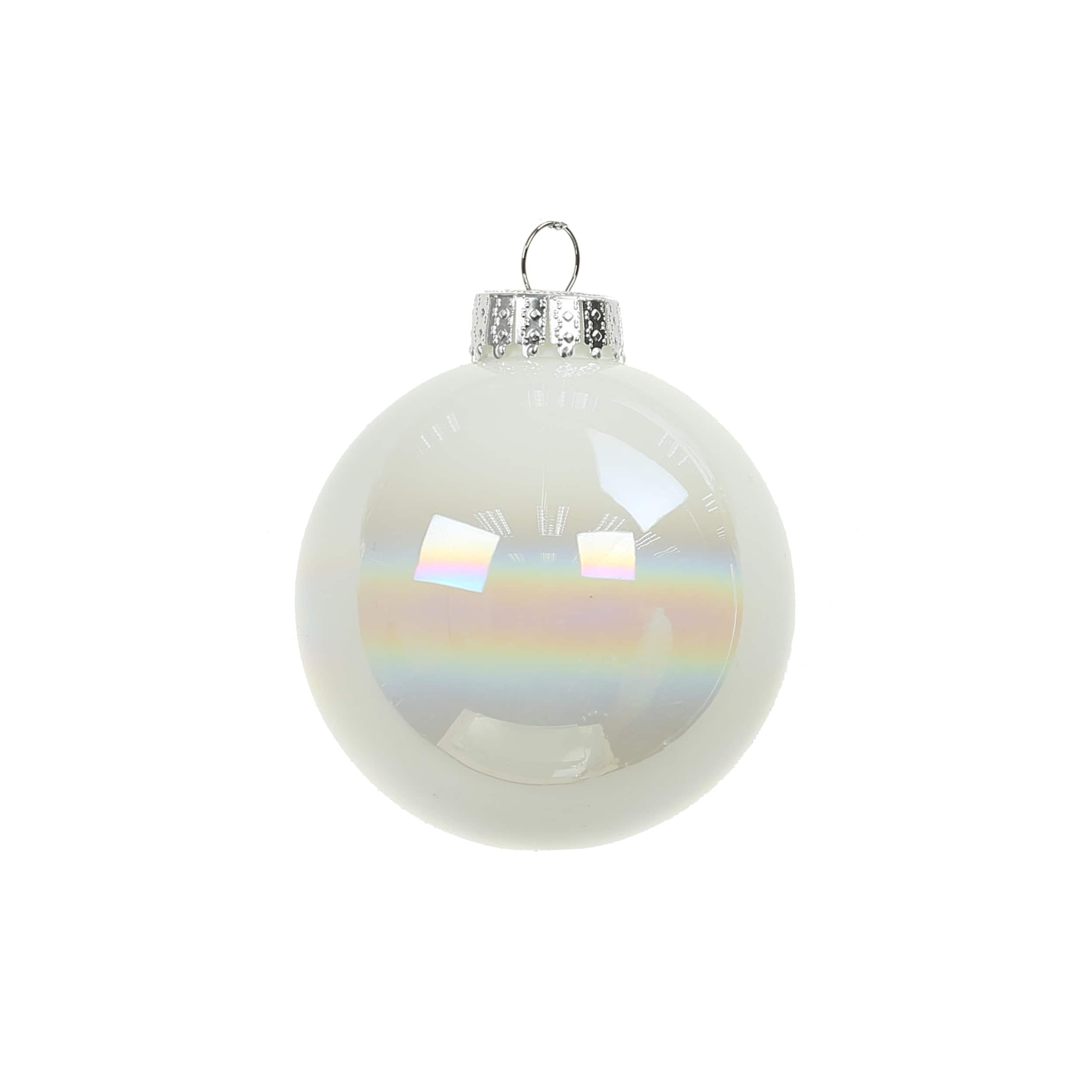 6 Pack 2.5&#x22; Iridescent Glass Ball Ornaments by Ashland&#xAE;