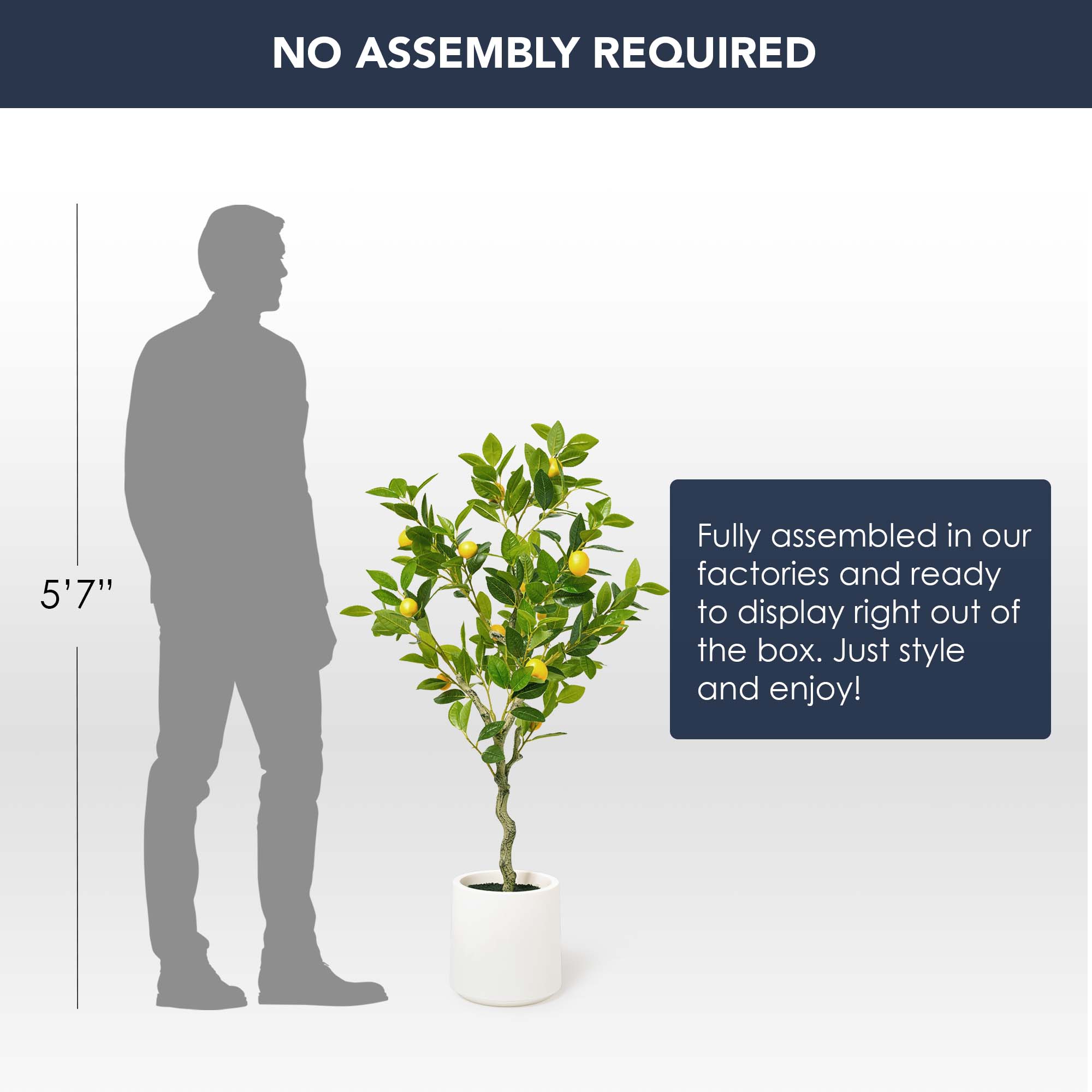 American Art Decor 5ft. Realistic Artificial Lemon Tree in White Pot