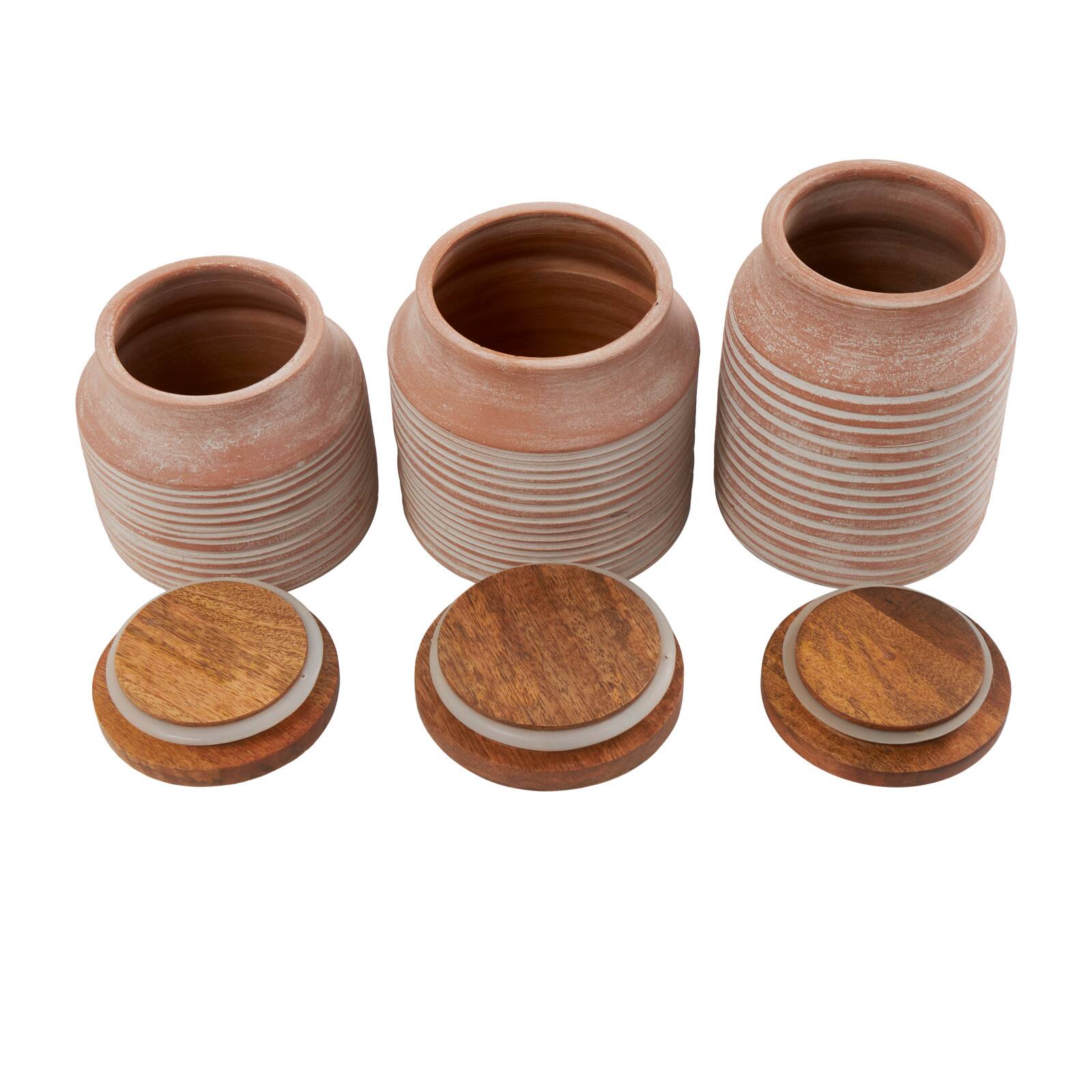 Light Brown Ceramic Decorative Jar Set