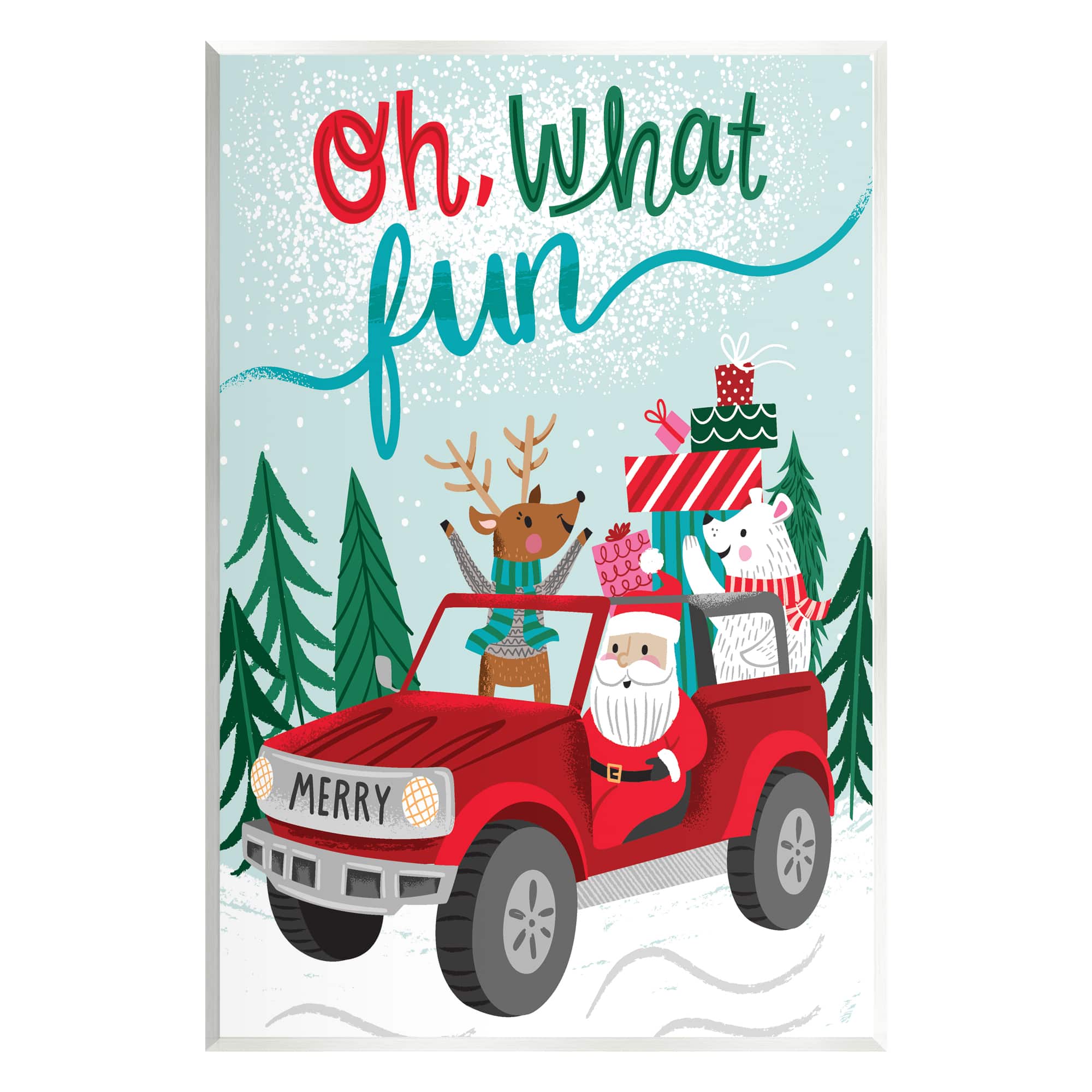 Stupell Industries Oh What Fun Santa Driving Gifts Wall Plaque Art