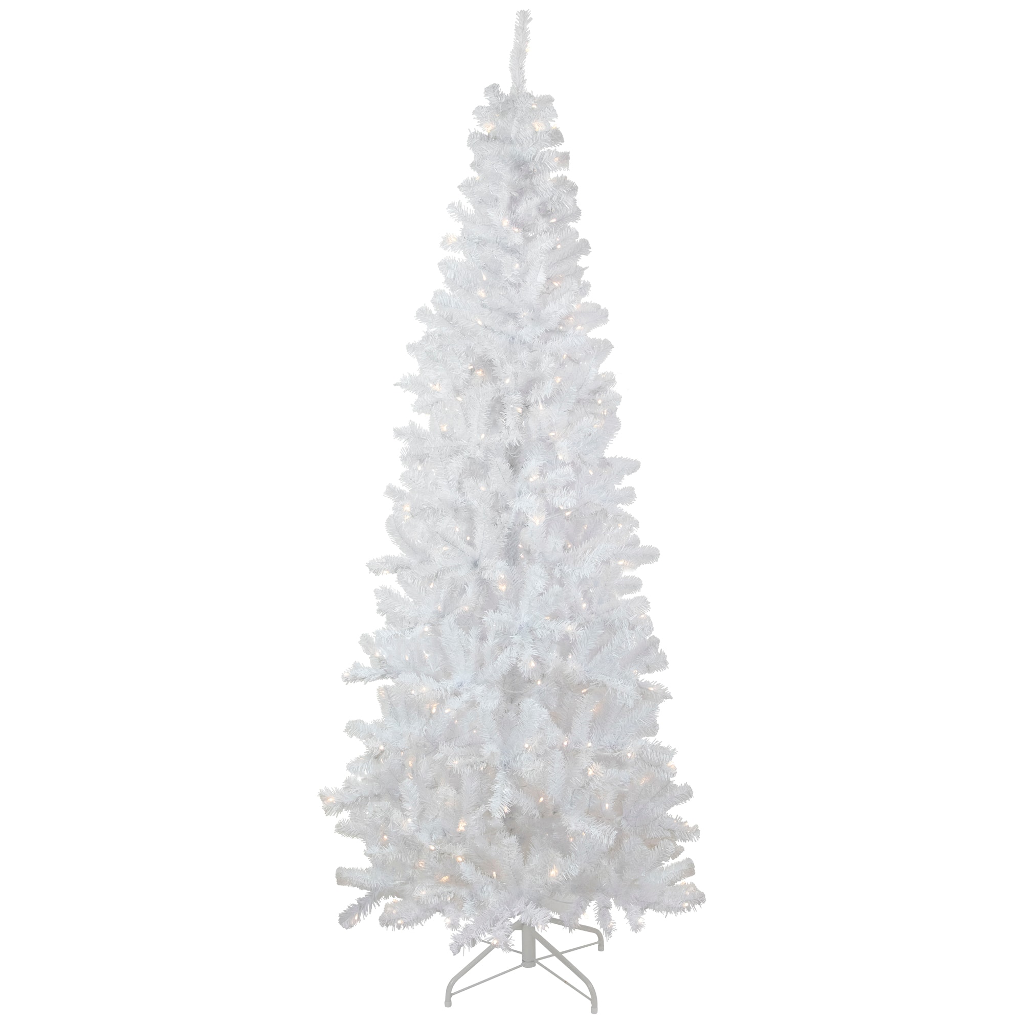 6.5ft. Pre-Lit White Georgian Pine Pencil Artificial Christmas Tree, Warm White LED Lights