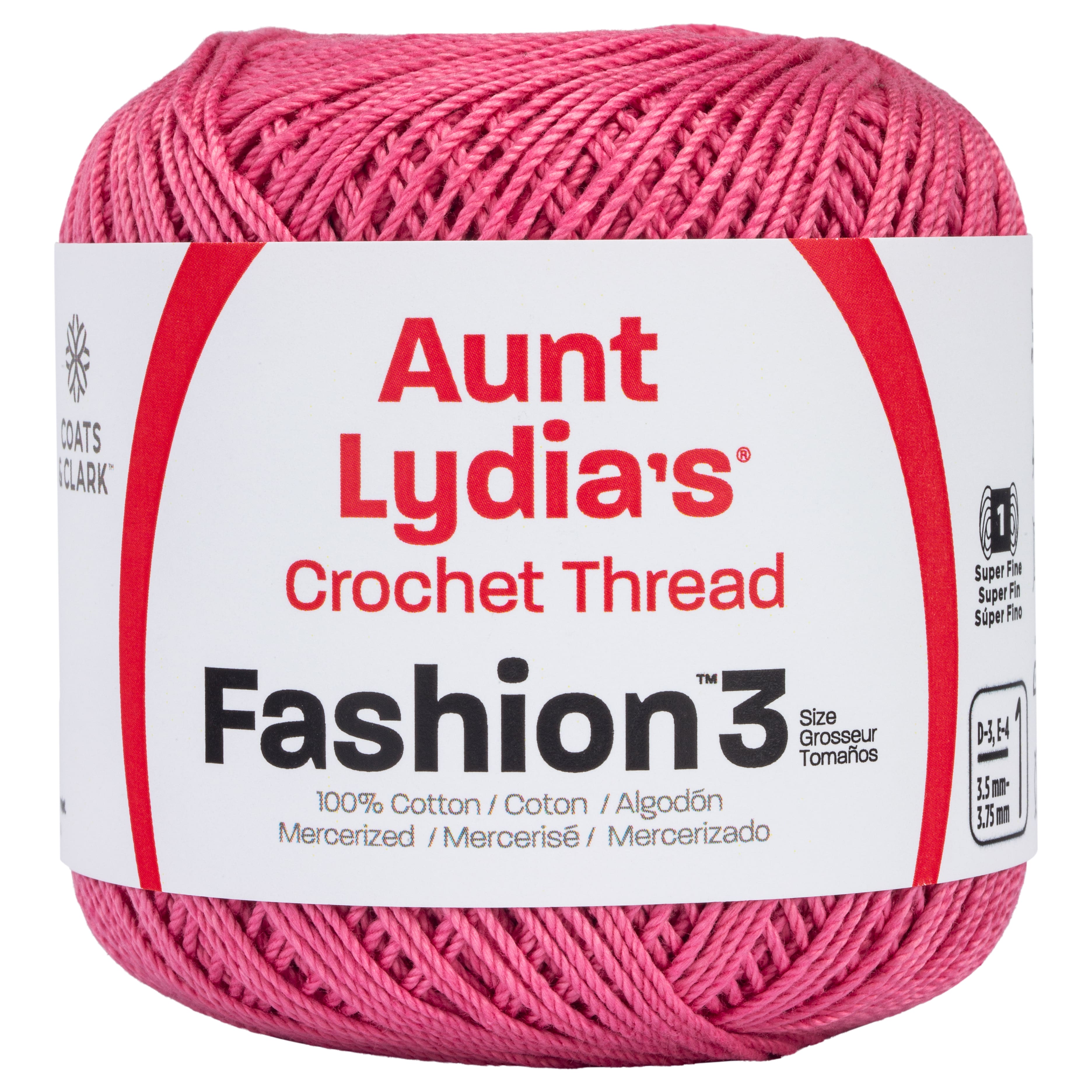 Aunt Lydia's Classic Cotton Crochet Thread, Size 10 - Hot Pink - Crafts  Direct