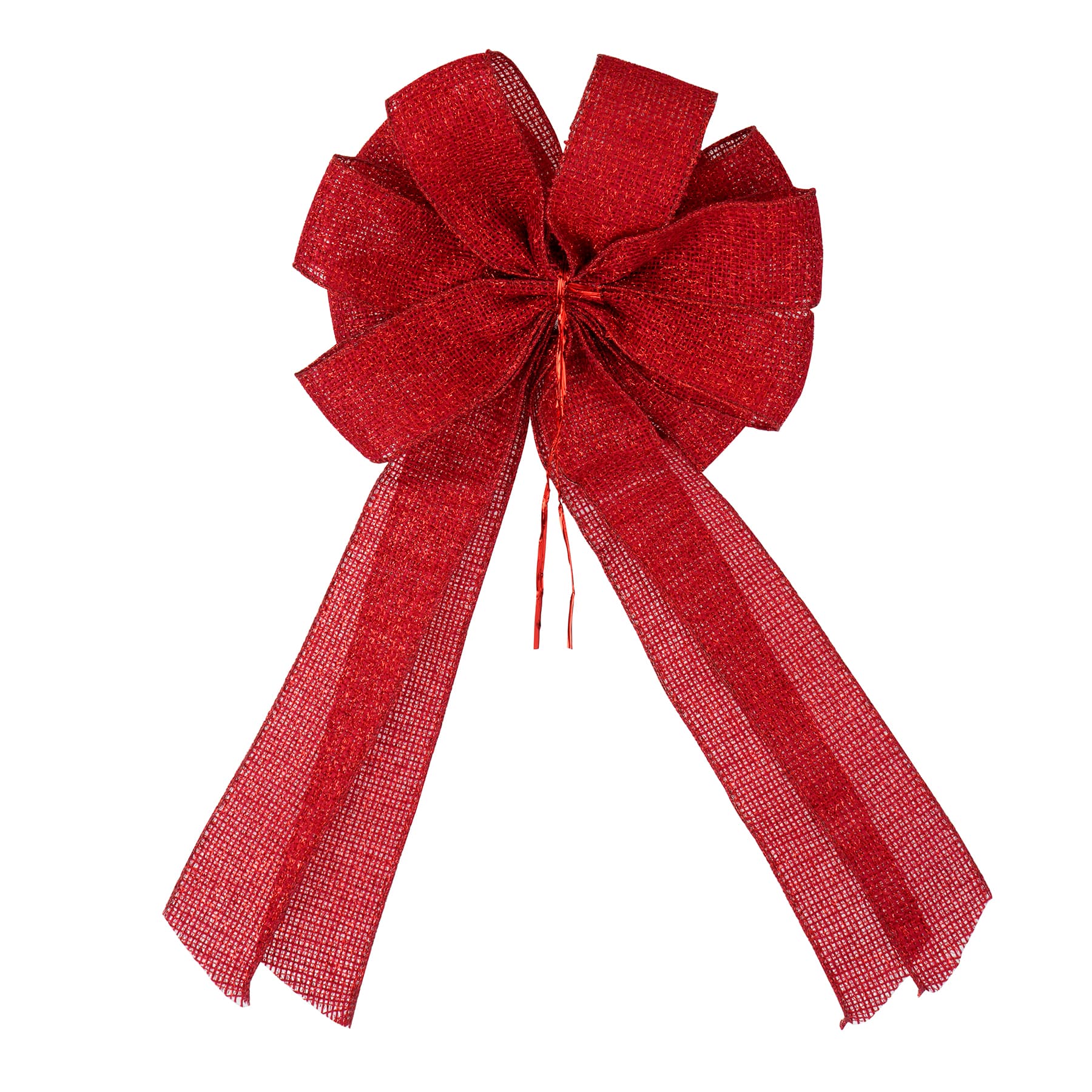 20.5&#x22; Red Burlap Style Tree Topper Bow by Celebrate It&#x2122;