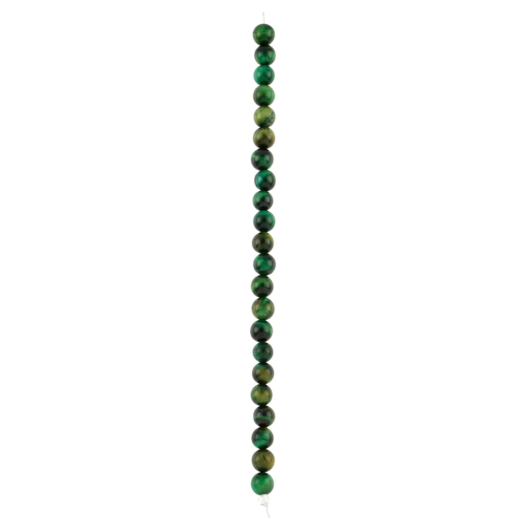 12 Packs: 22 ct. (264 total) Dark Green Dyed Tiger's Eye Round Beads, 8mm by Bead Landing™