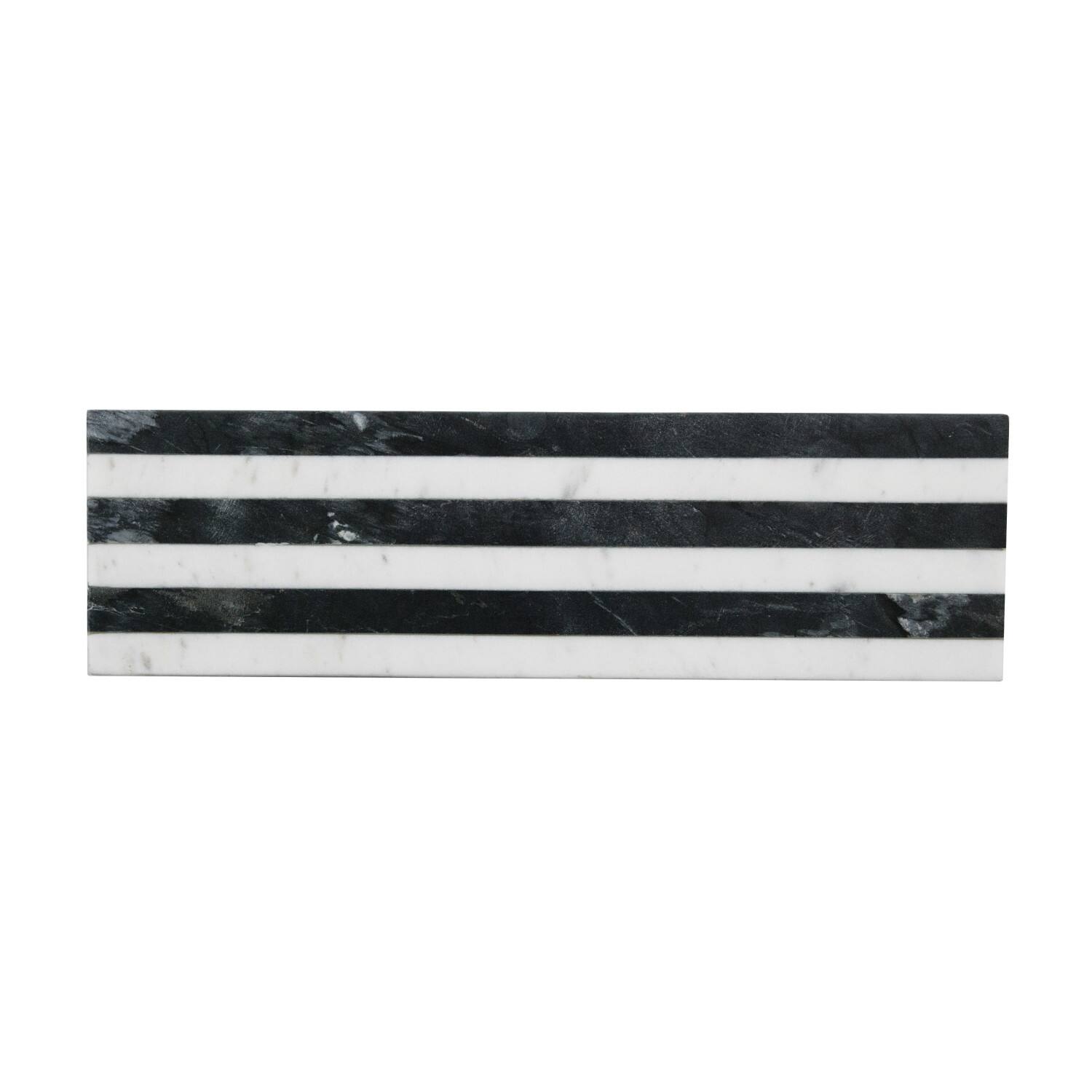 Hello Honey&#xAE; 21&#x22; Black &#x26; White Marble Cheese &#x26; Serving Board with Stripes