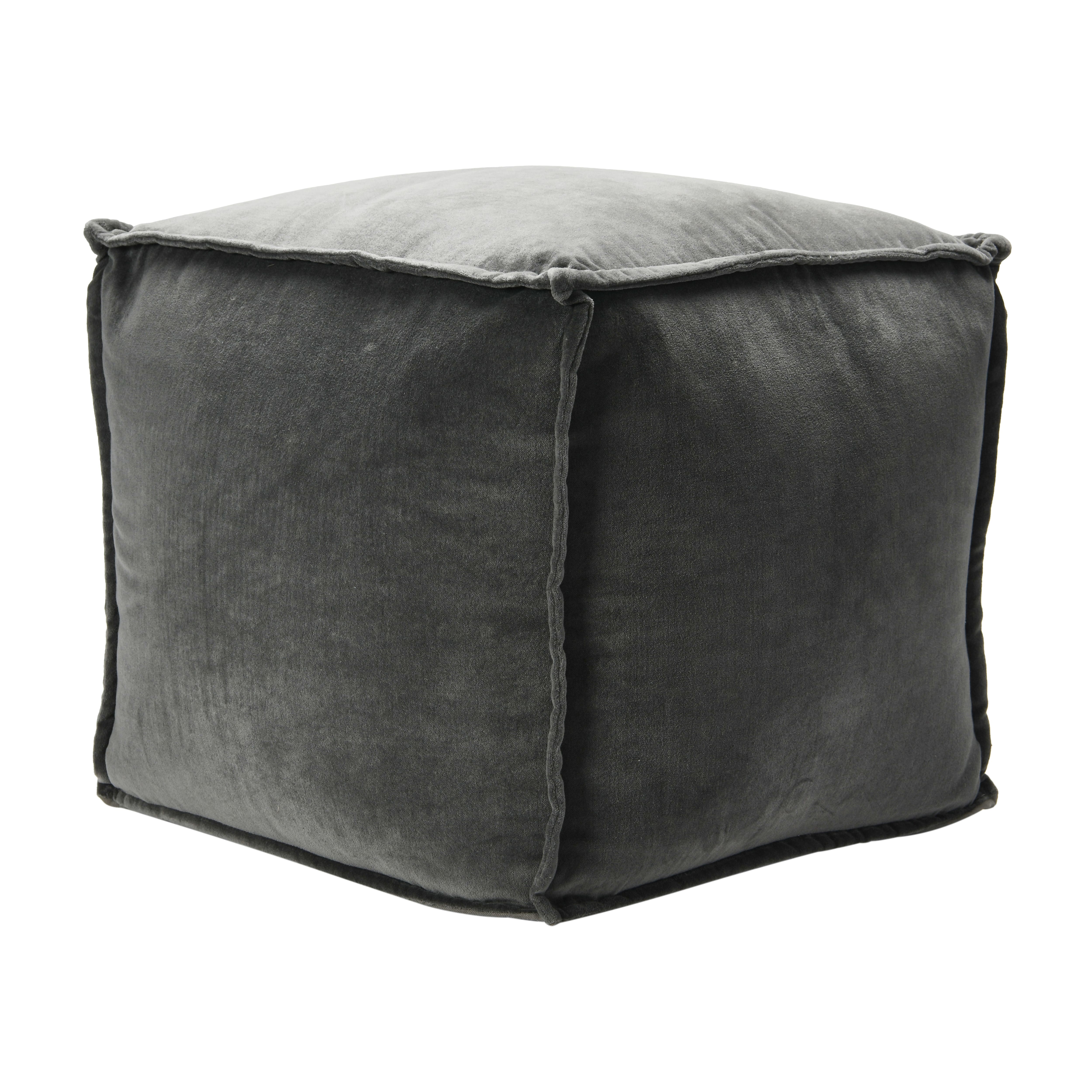 18&#x22; Modern Boho Cotton Velvet Pouf