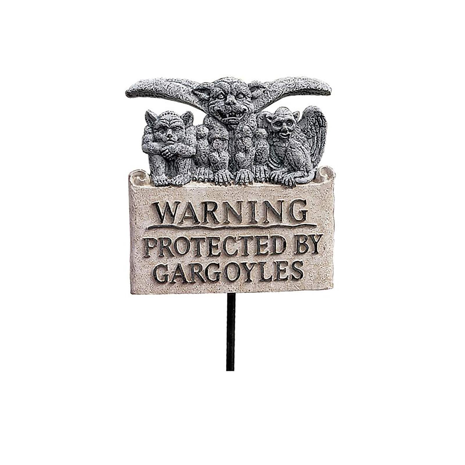 Design Toscano Beware of Gargoyles Garden Plaque with Stake