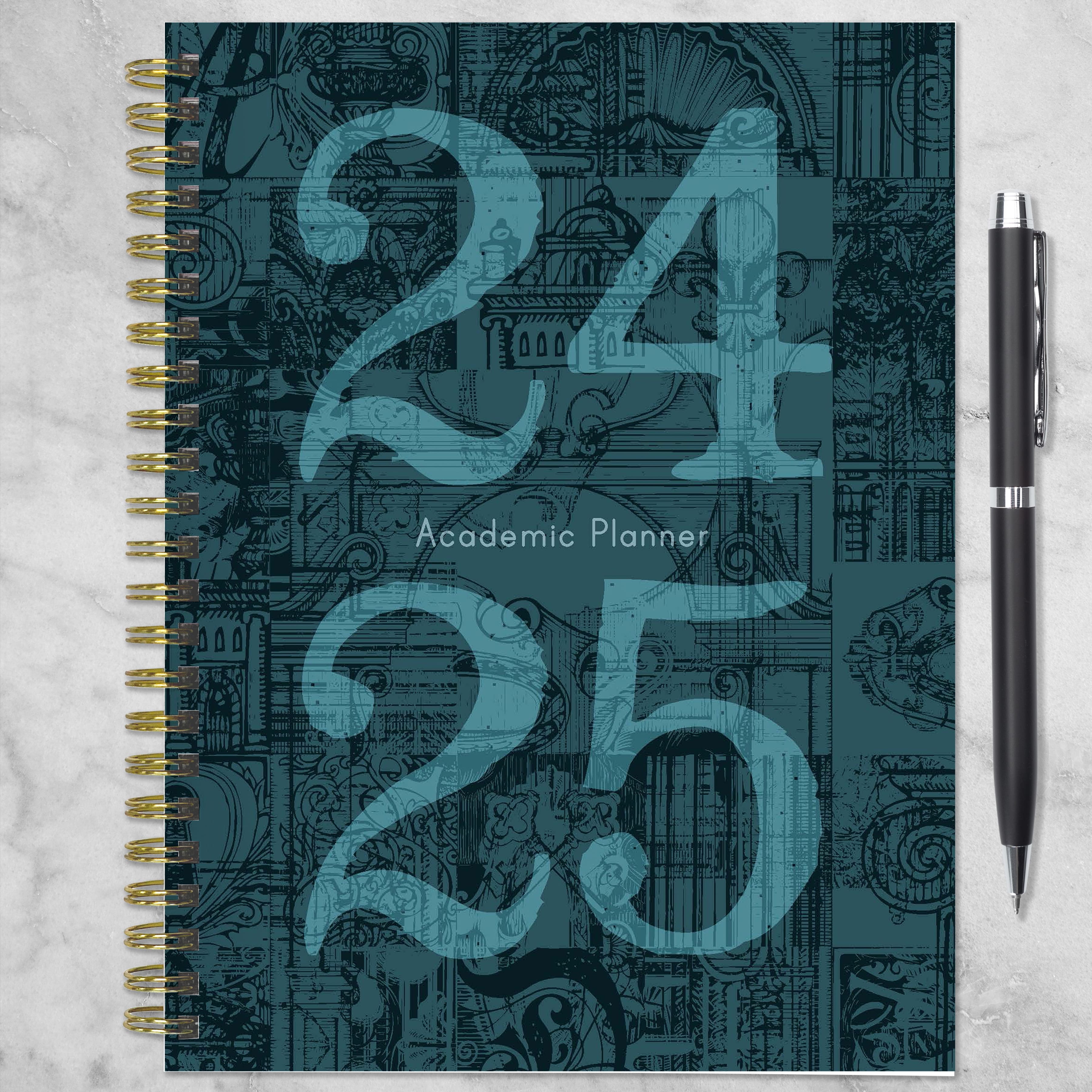 TF Publishing 2024 - 2025 Mineral Fleur-de-lis Medium Spiral Planner