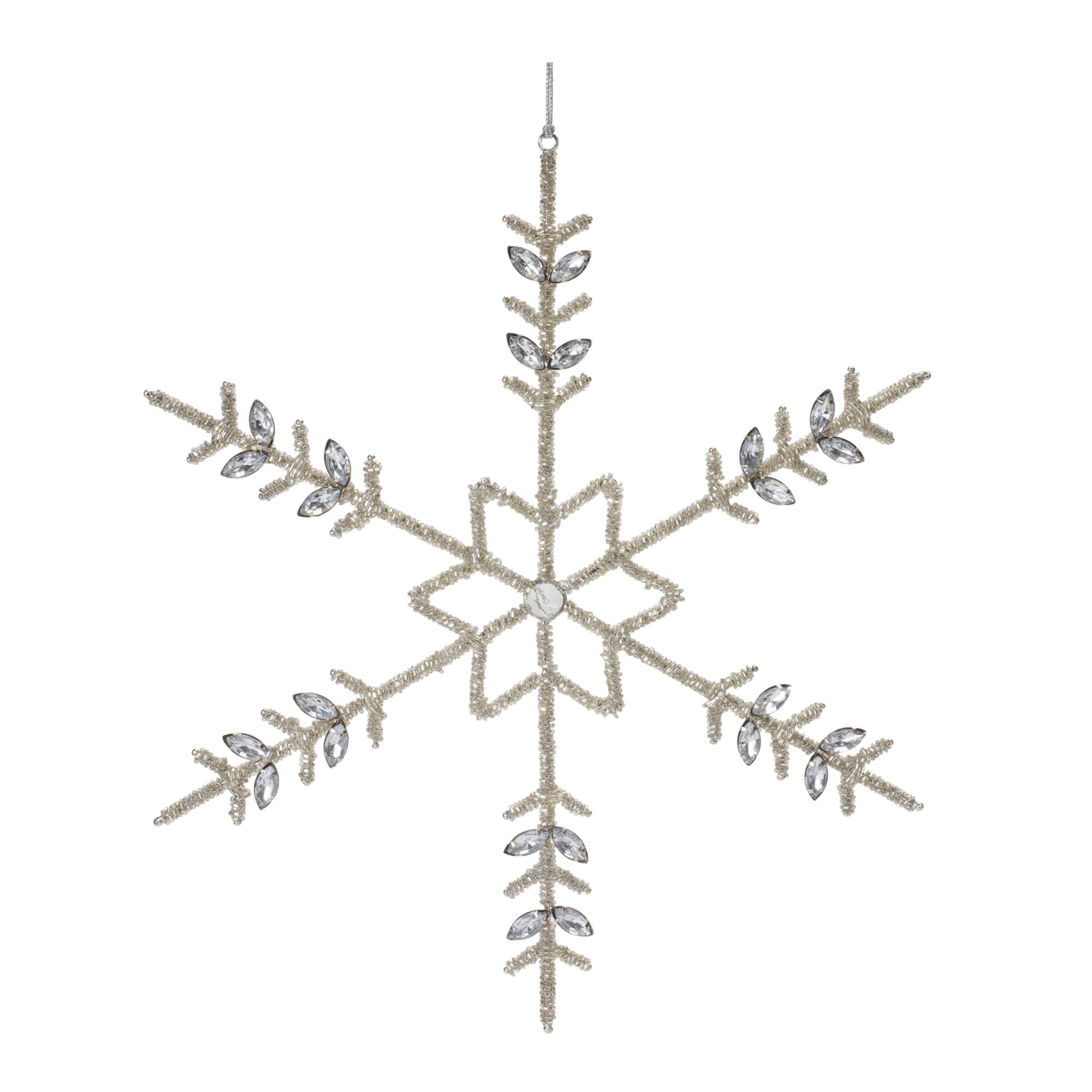 6ct. Jeweled Silver Metal &#x26; Glass Snowflake Ornaments