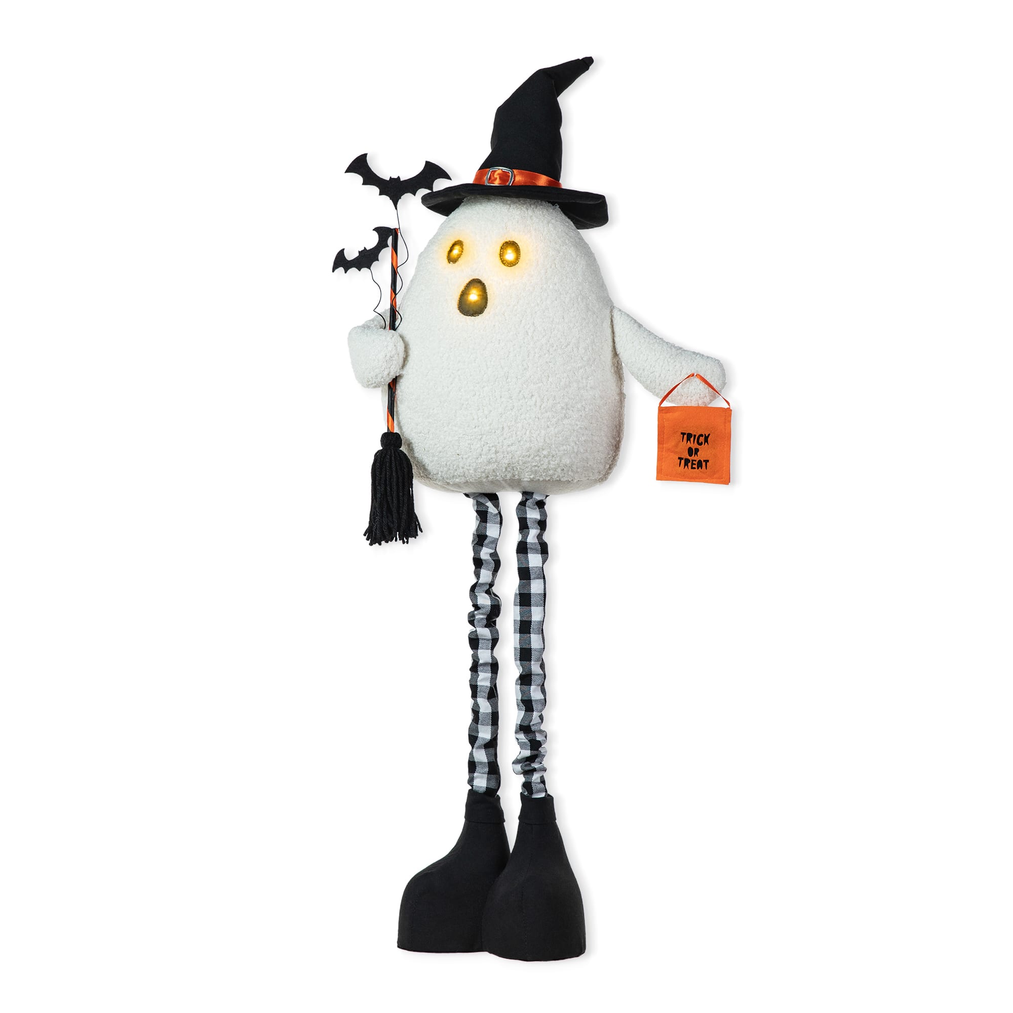 Glitzhome&#xAE; 38&#x22; Lighted Halloween Fabric Ghost Standing D&#xE9;cor with Timer