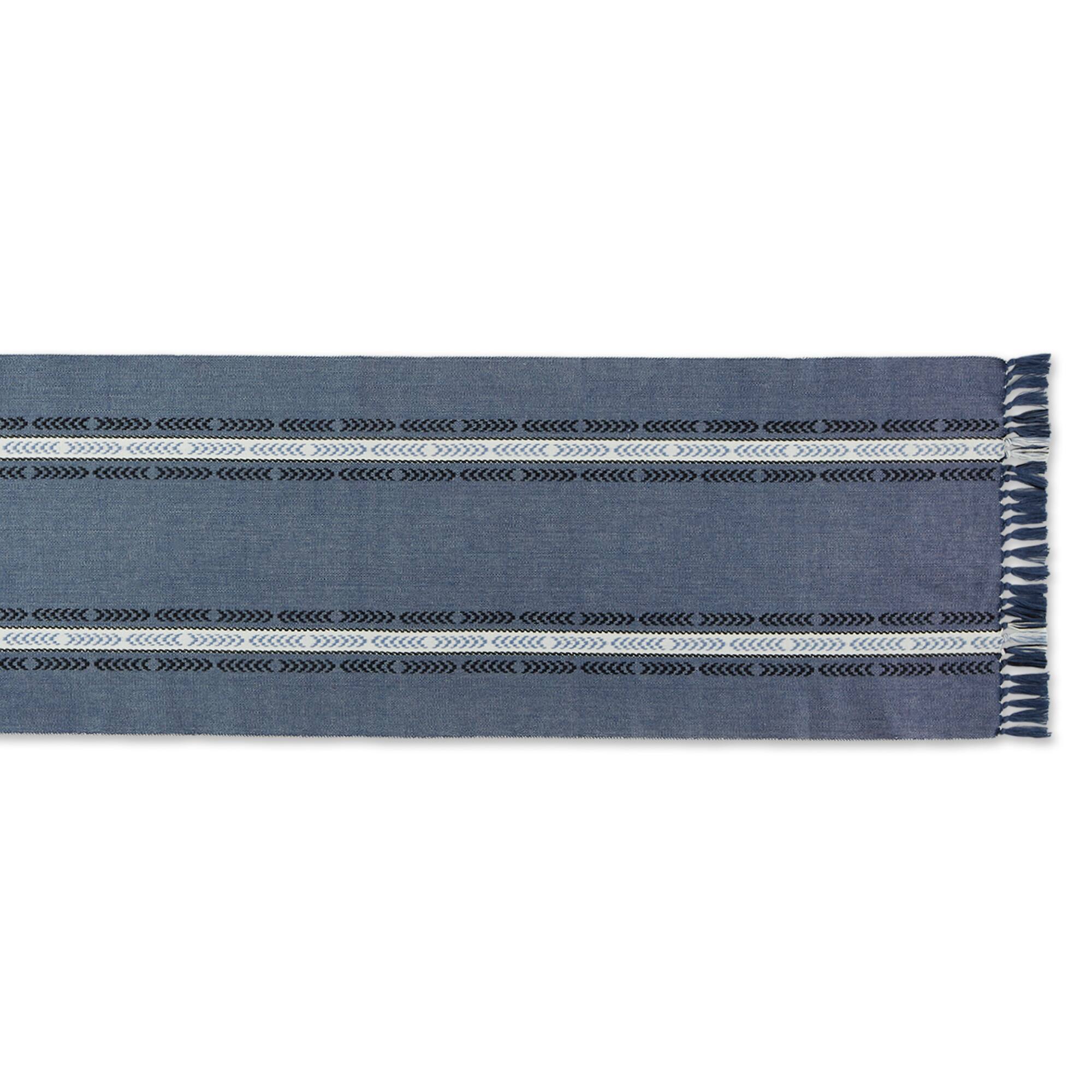 DII® 108" Dobby Striped Fringe Ribbed Table Runner