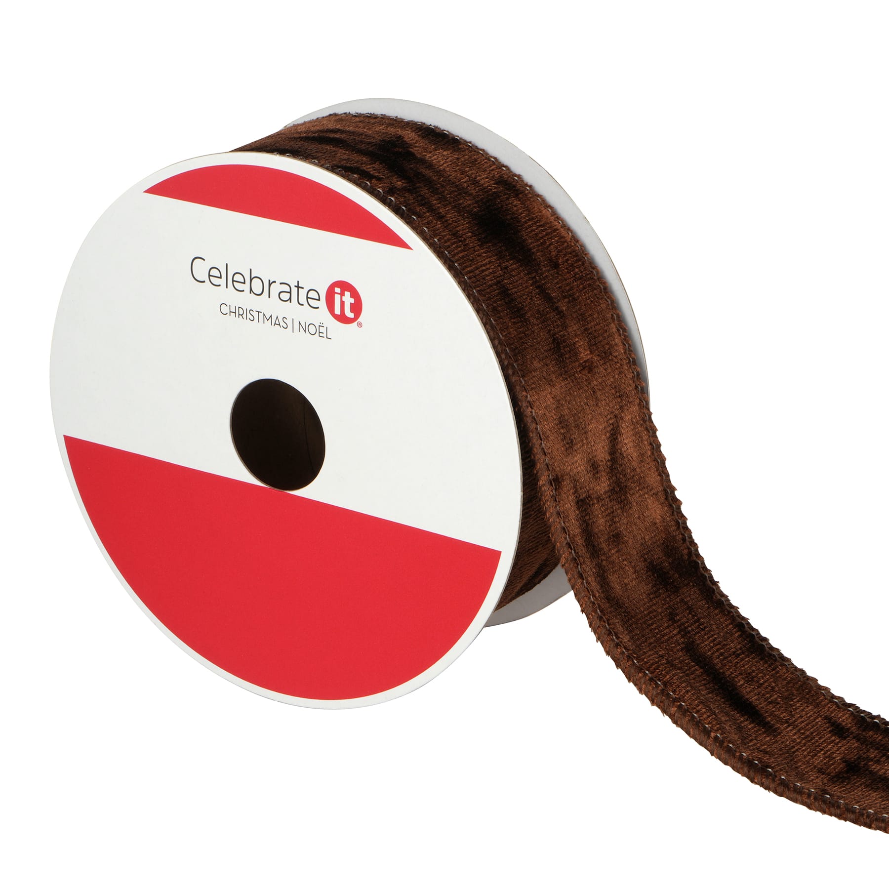 1.5&#x22; x 15ft. Brown Wired Velvet Ribbon by Celebrate It&#xAE;