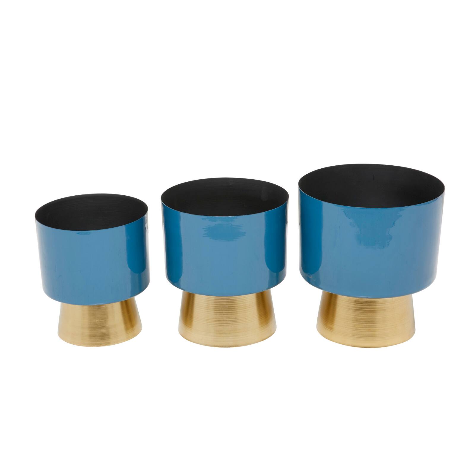 Blue Modern Planter, Set of 3" 10", 11", 9"