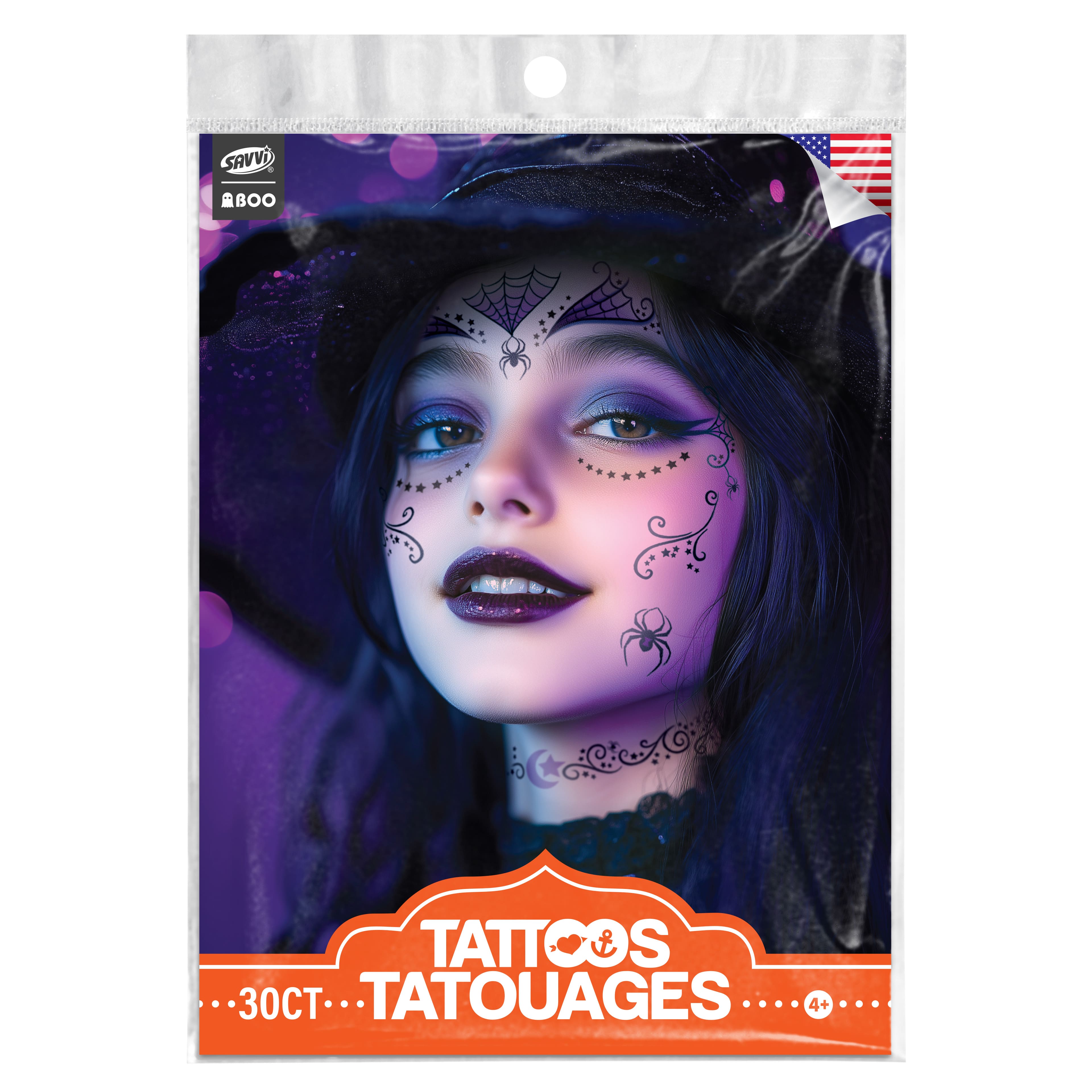 Savvi Purple Witch Costume Tattoos