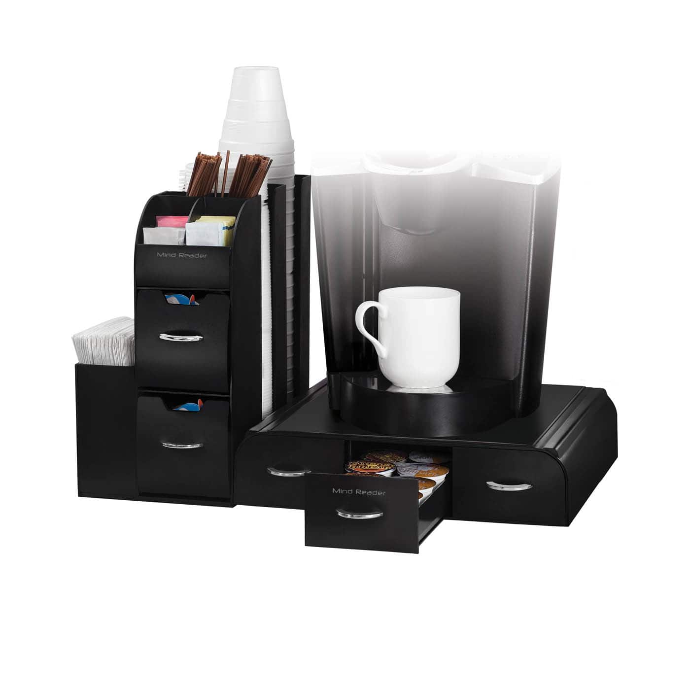 Mind Reader 2-Piece Single Serve Coffee Pod Drawer and Condiment Organizer Caddy Station