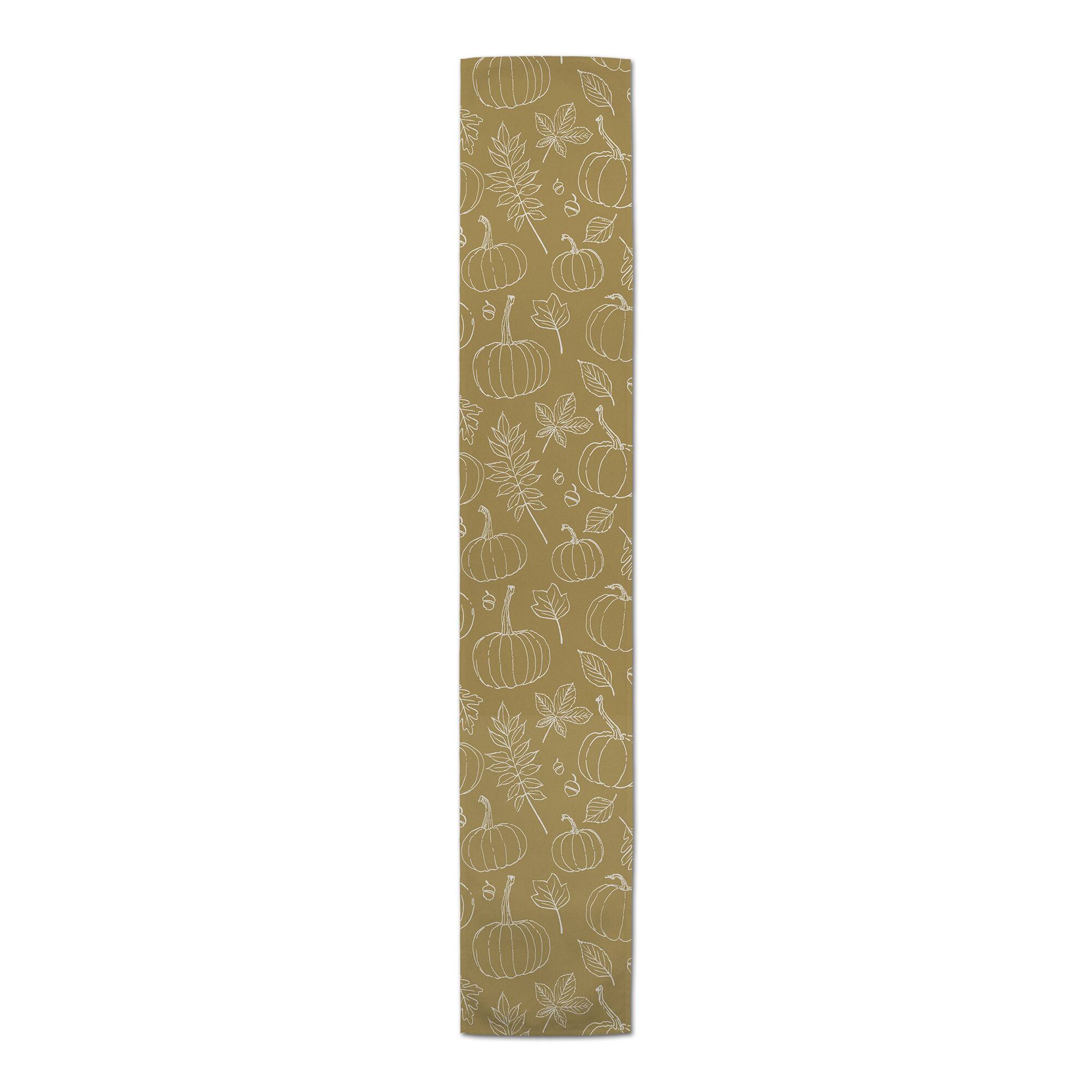 90&#x22; Mustard Yellow Fall Pattern Cotton Twill Runner