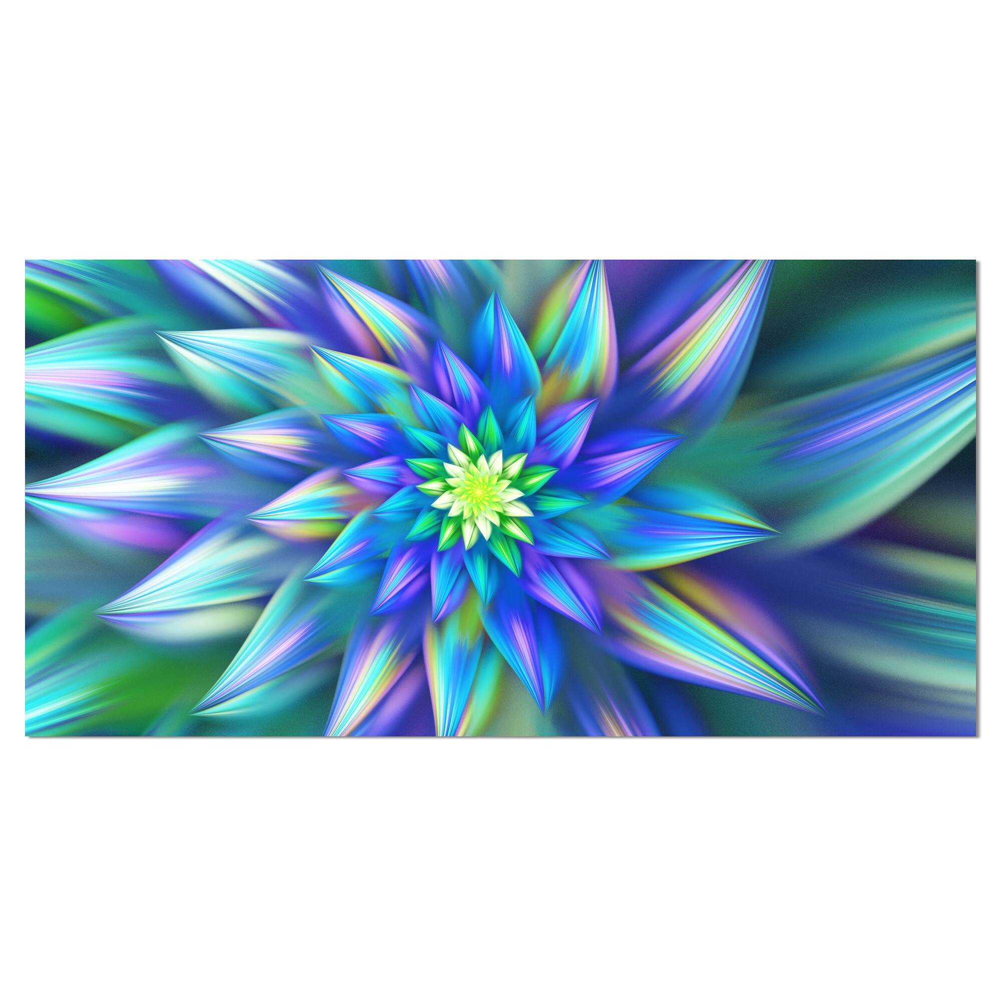 Designart - Huge Light Blue Fractal Flower - Floral Canvas Art Print