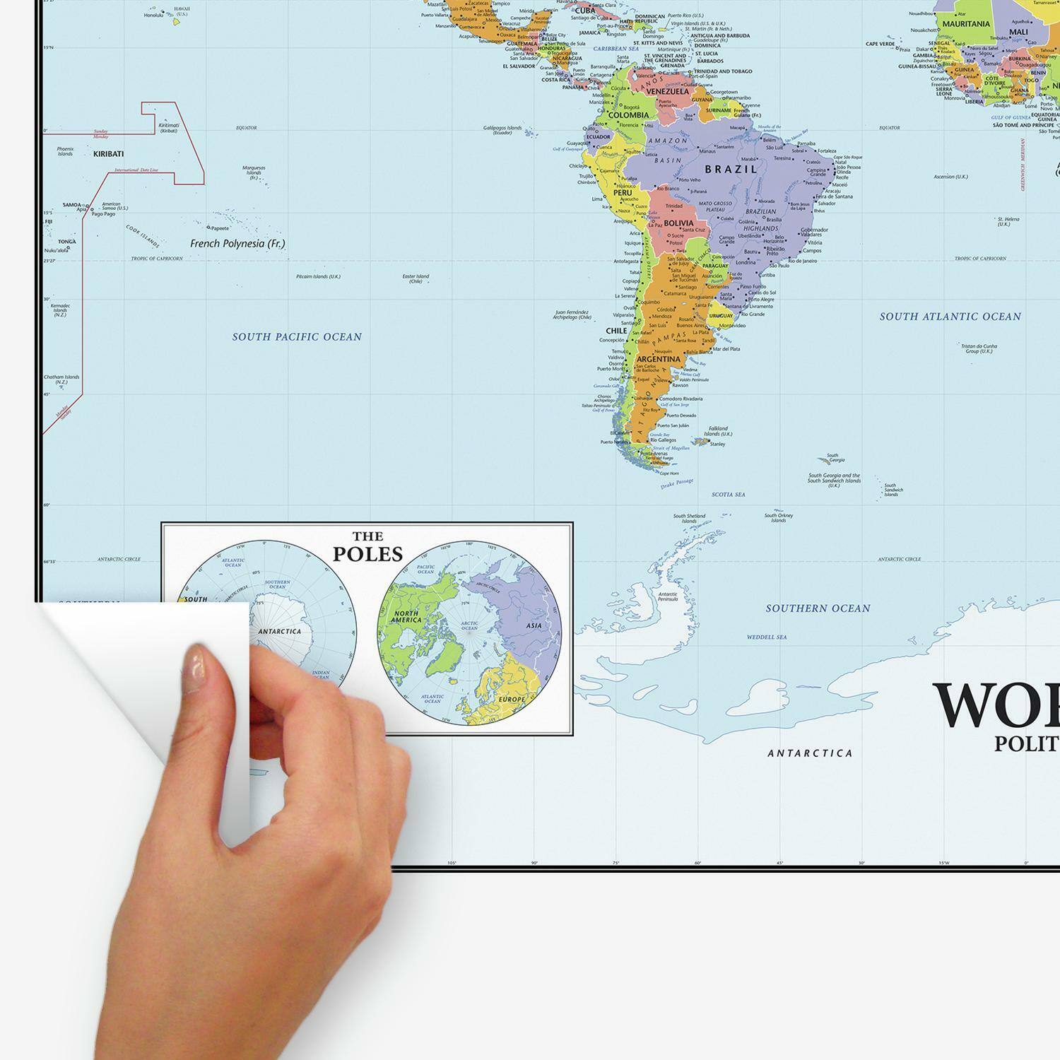 RoomMates Dry Erase Map Of The World Peel &#x26; Stick Decals