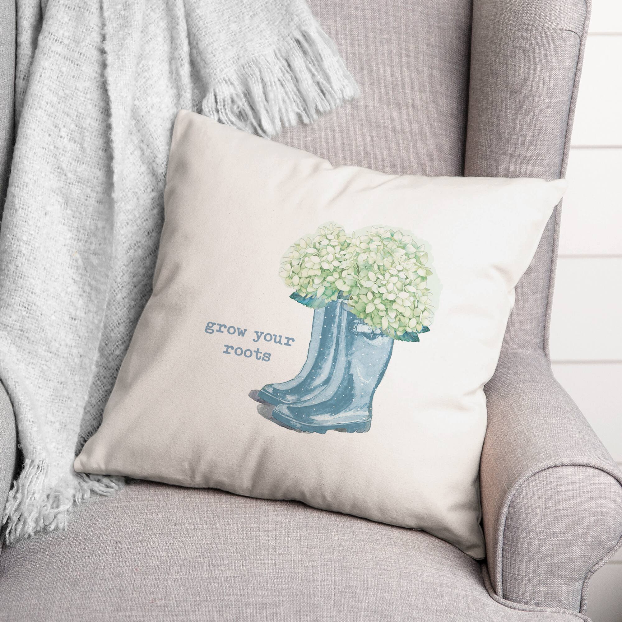 Bloomgrow Your Roots Boots 18" x 18" Throw Pillow