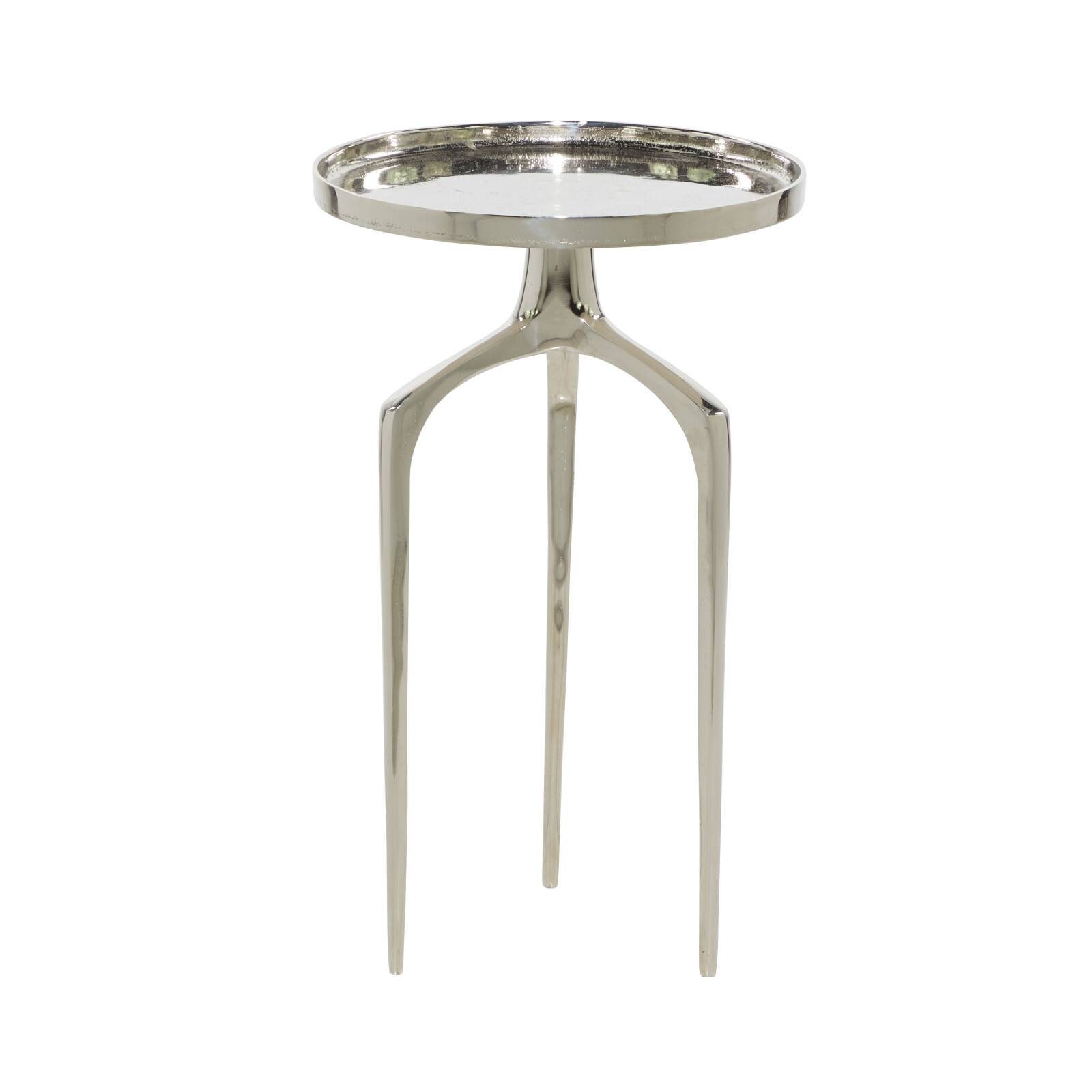 13" Contemporary Round Silver Raised Edge Accent Table