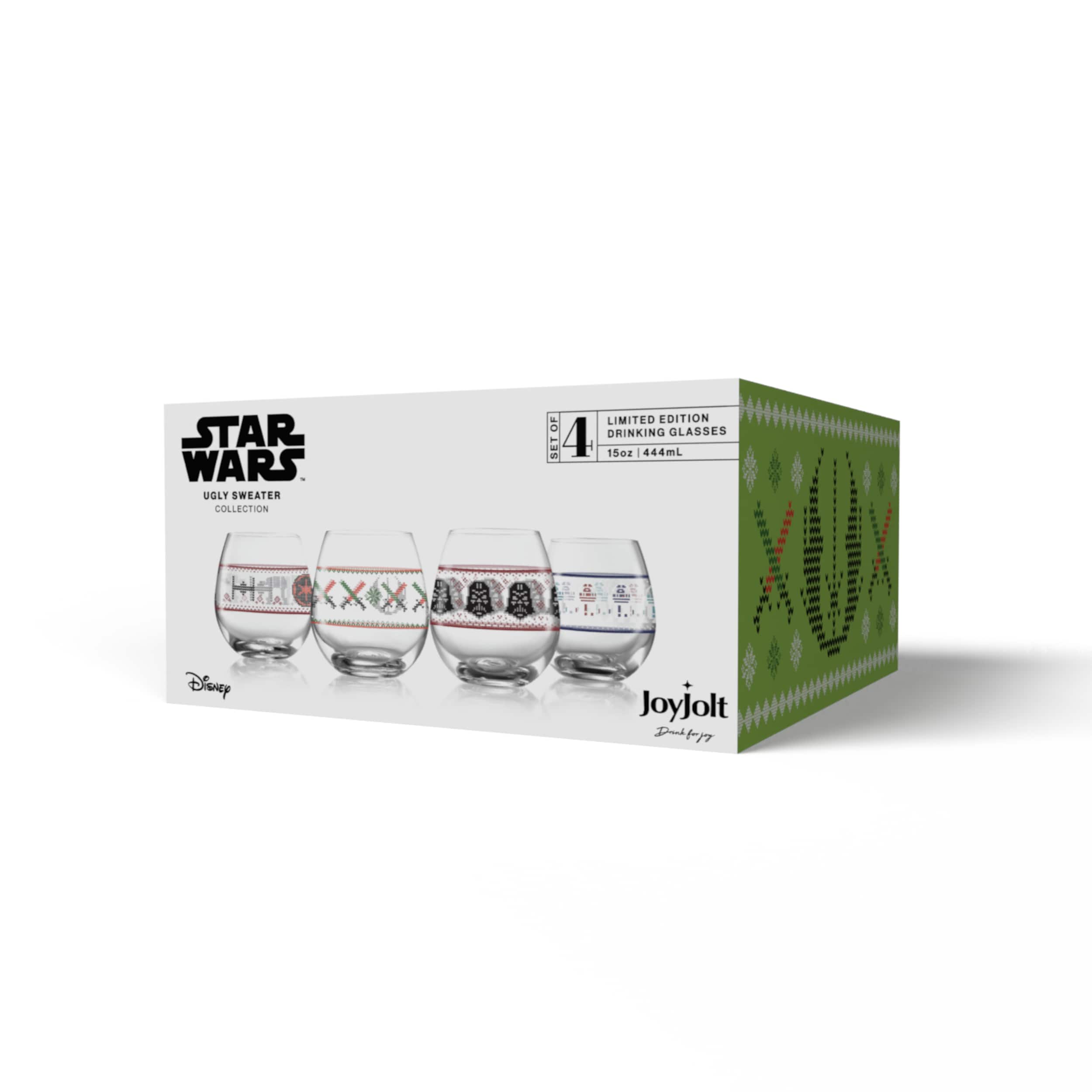 JoyJolt® Star Wars™ 15oz. Ugly Sweater Collection Stemless Drinking Glass, 4ct.