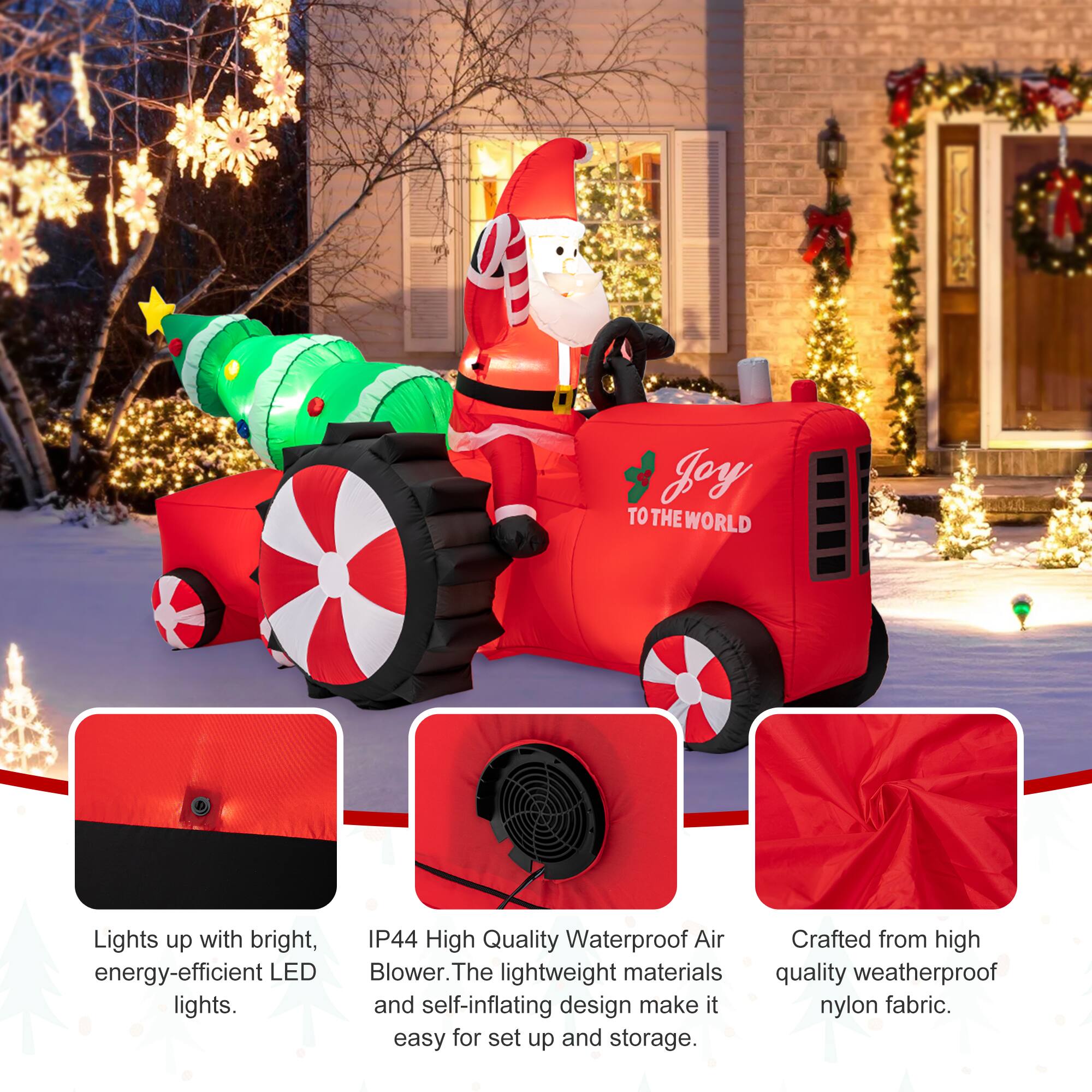 Glitzhome® 11ft. Lighted Inflatable Santa on Tractor Décor