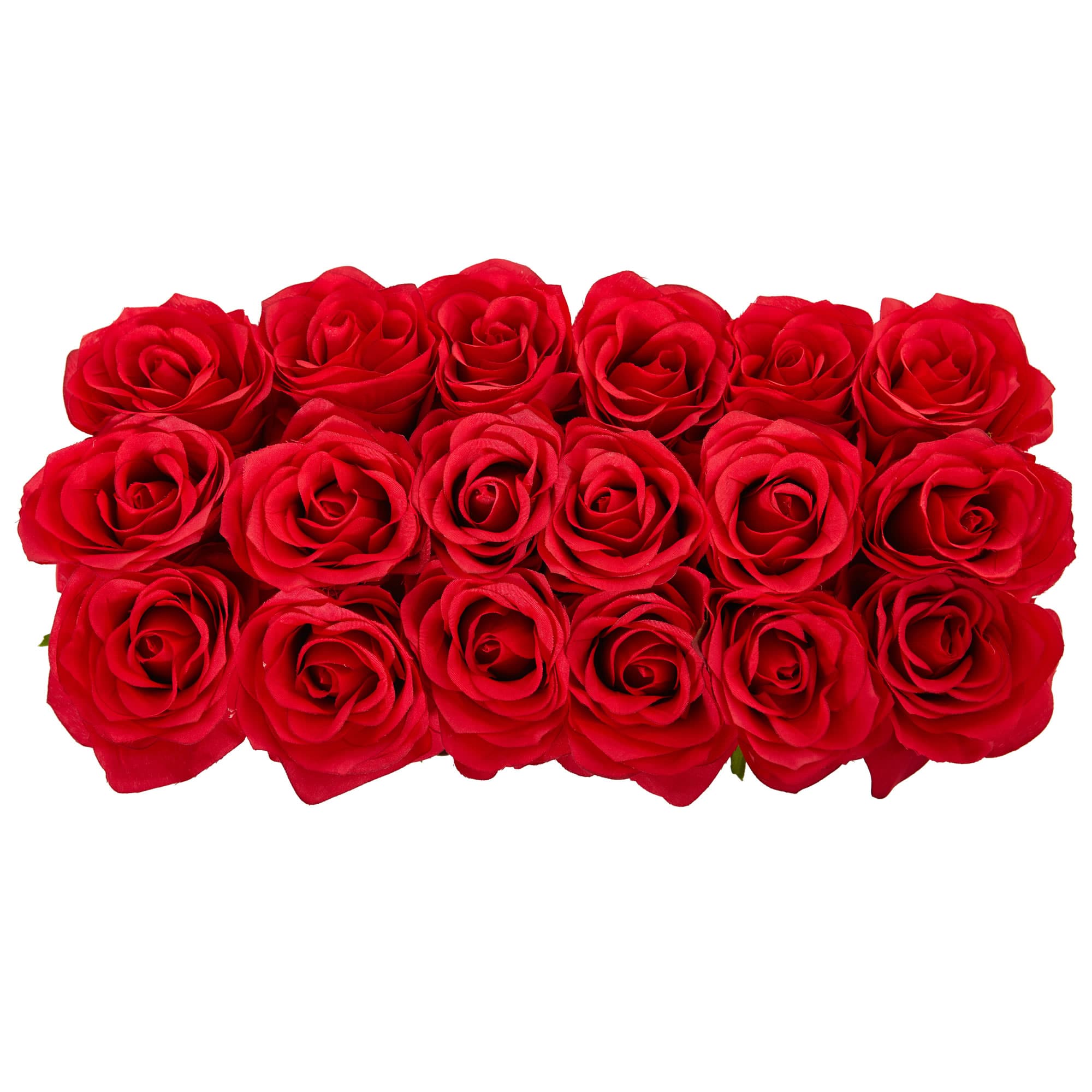 12.5" Dozen Silk Roses in Ceramic Rectangular Planter