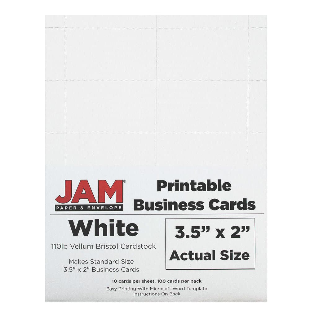 JAM Paper 3.5&#x22; x 2&#x22; Printable Business Cards, 100ct.