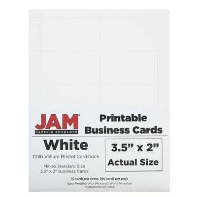 JAM Paper 3.5 x 2 Printable Business Cards, 100ct.