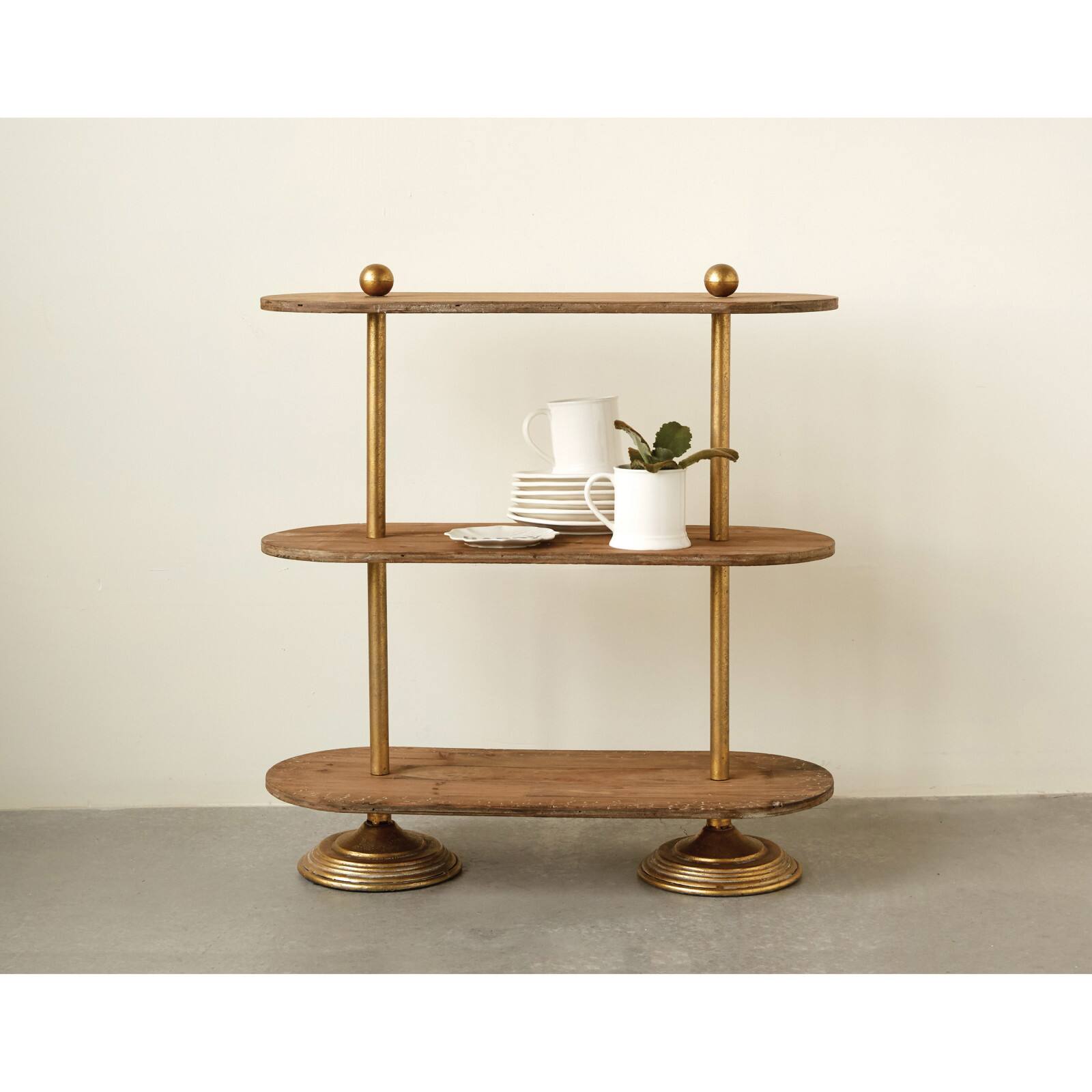 Brown Wood with Gold Metal 3 Tier Shelf Michaels