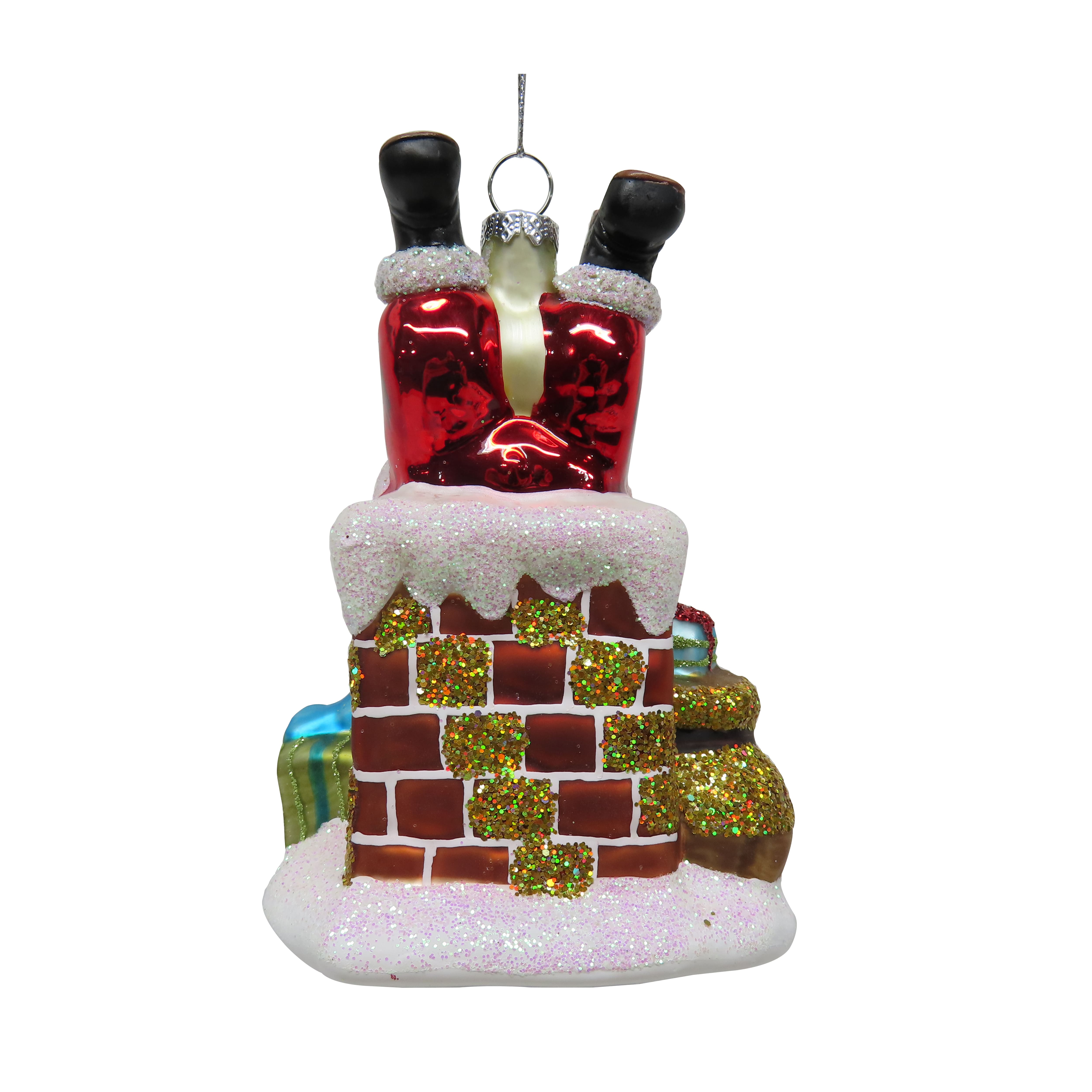 5&#x22; Santa in Chimney Glass Ornament by Ashland&#xAE;