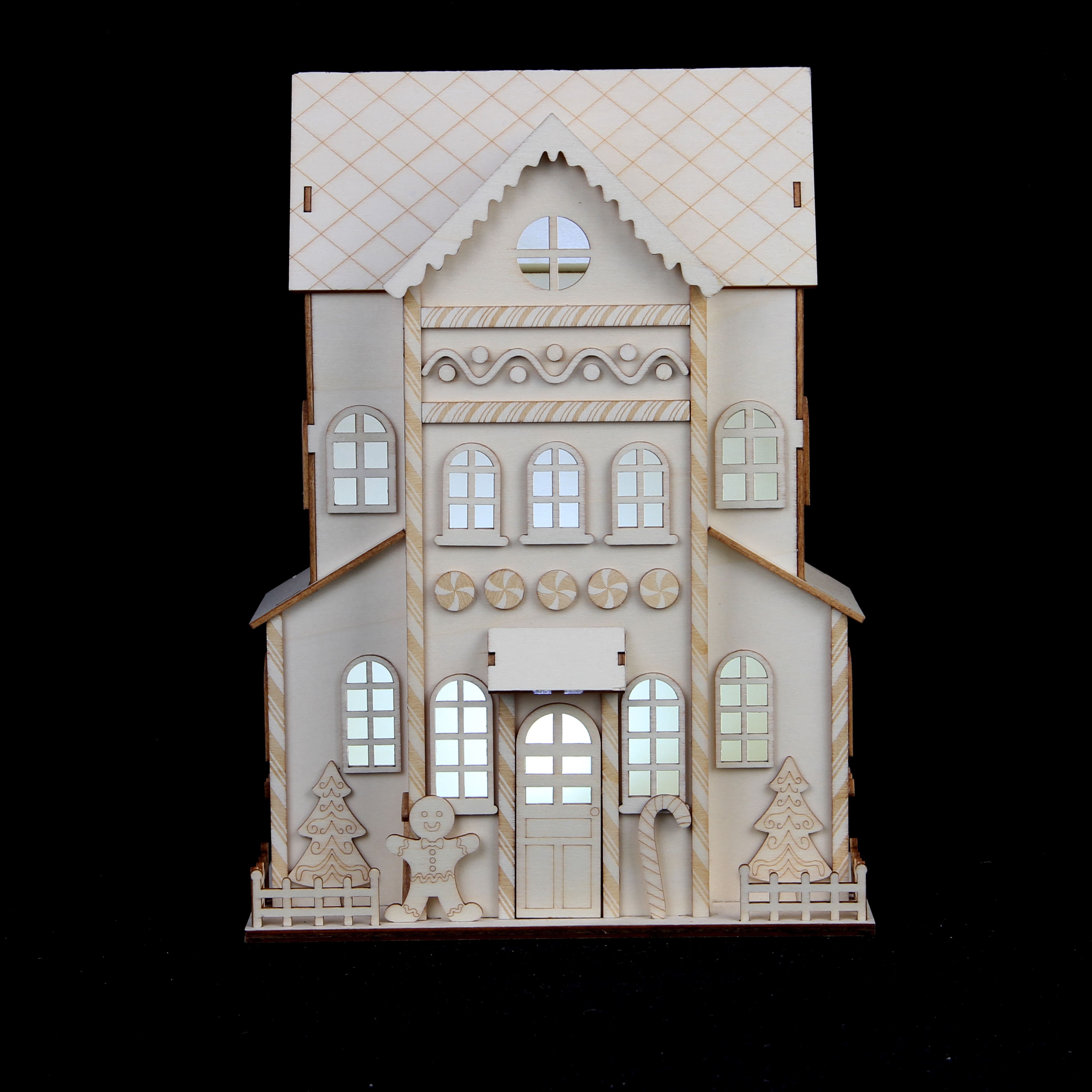 11.75&#x22; Unfinished Gingerbread House DIY LED Wood D&#xE9;cor by Make Market&#xAE;