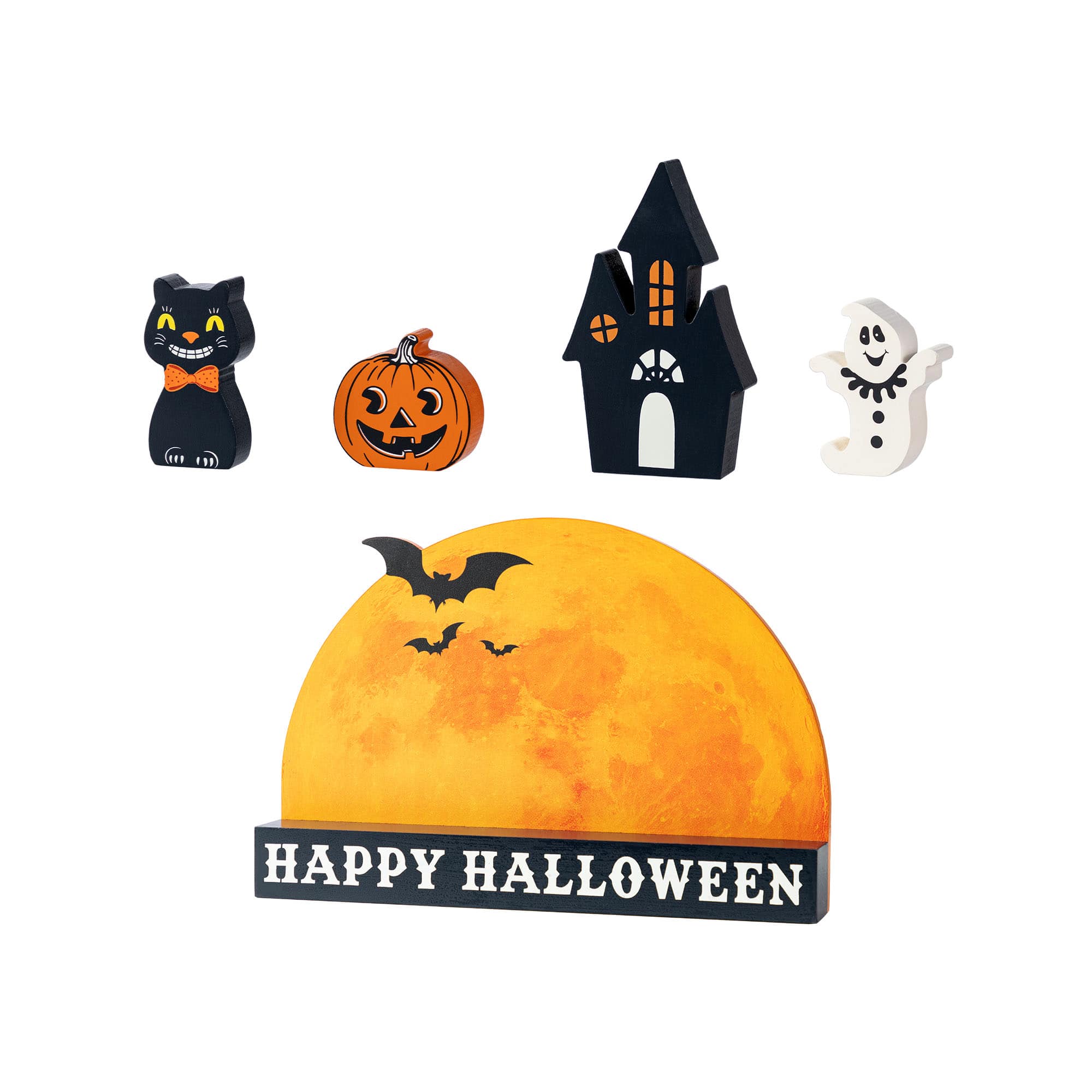 Glitzhome&#xAE; 12&#x22;L HAPPY HALLLOWEEN Wooden Table Block Set