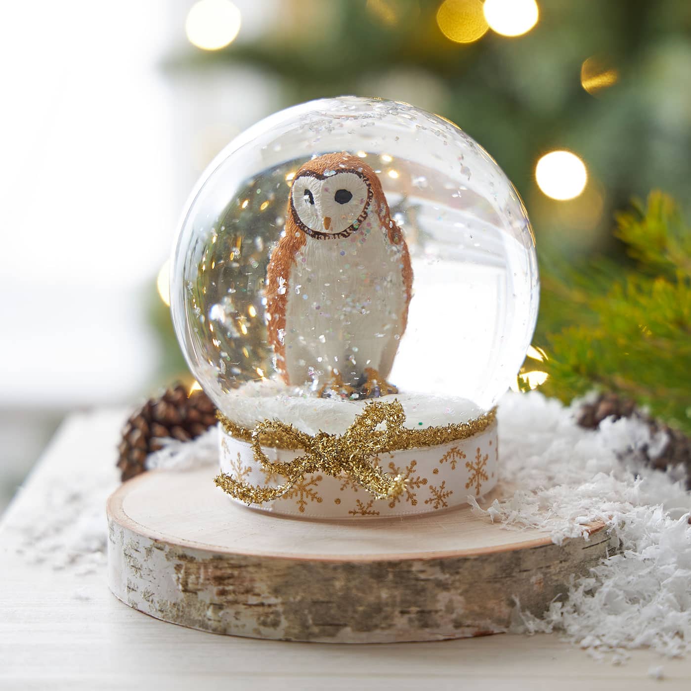Winter Owl Water Globe