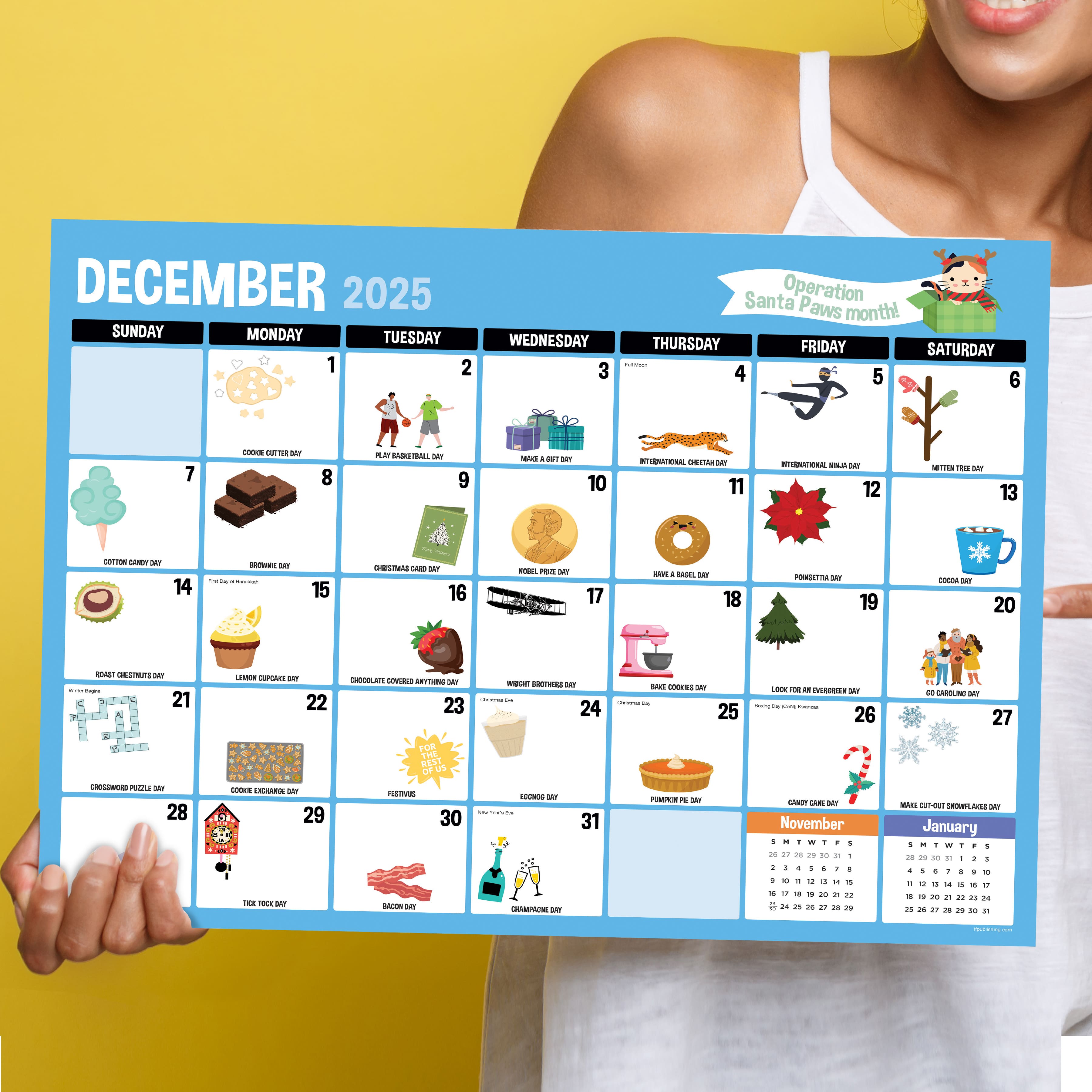 July 2025 - June 2026 Medium Every Day&#x27;s A Holiday Desk Pad Monthly Blotter Calendar