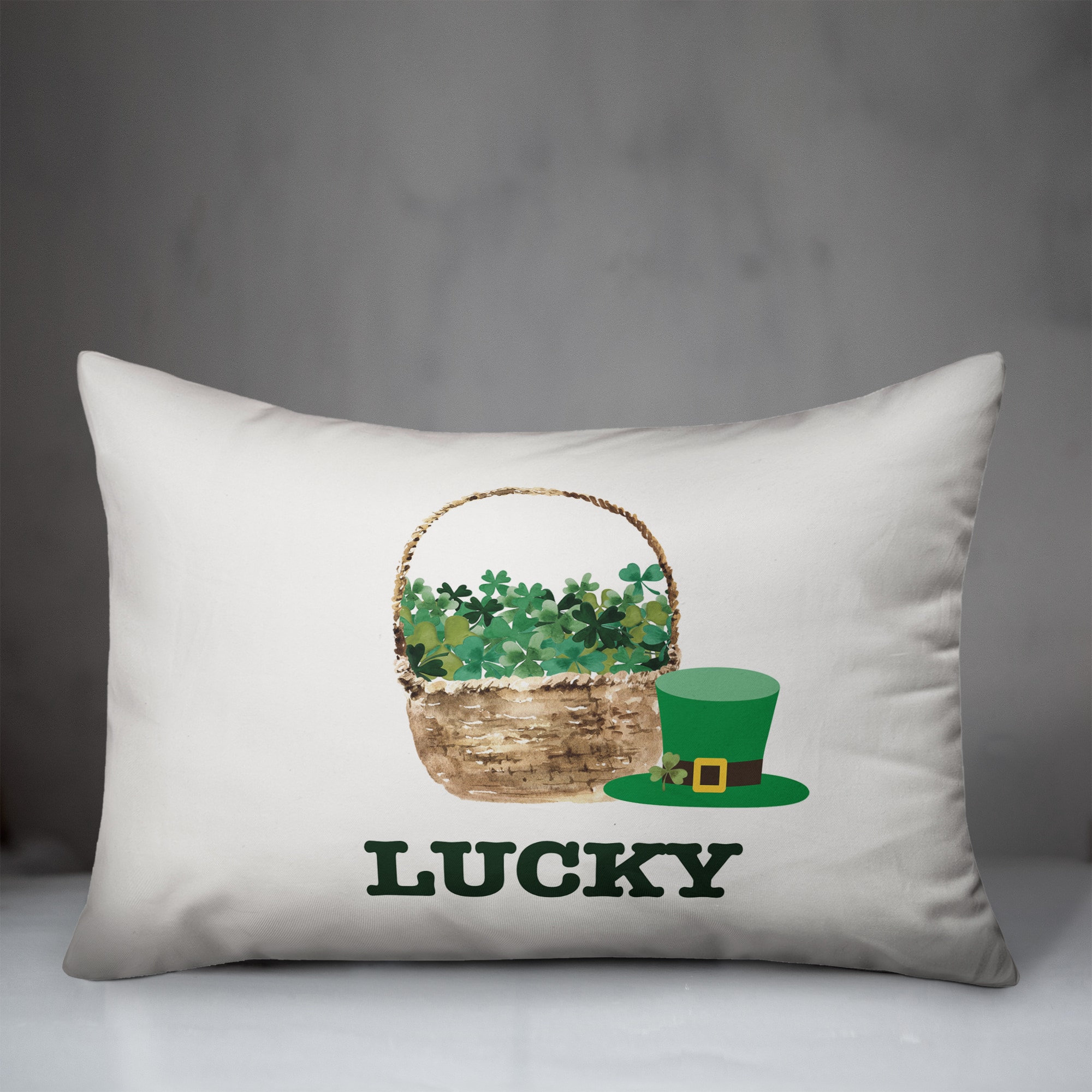 Lucky Clover Basket 14&#x22; x 20&#x22; Throw Pillow