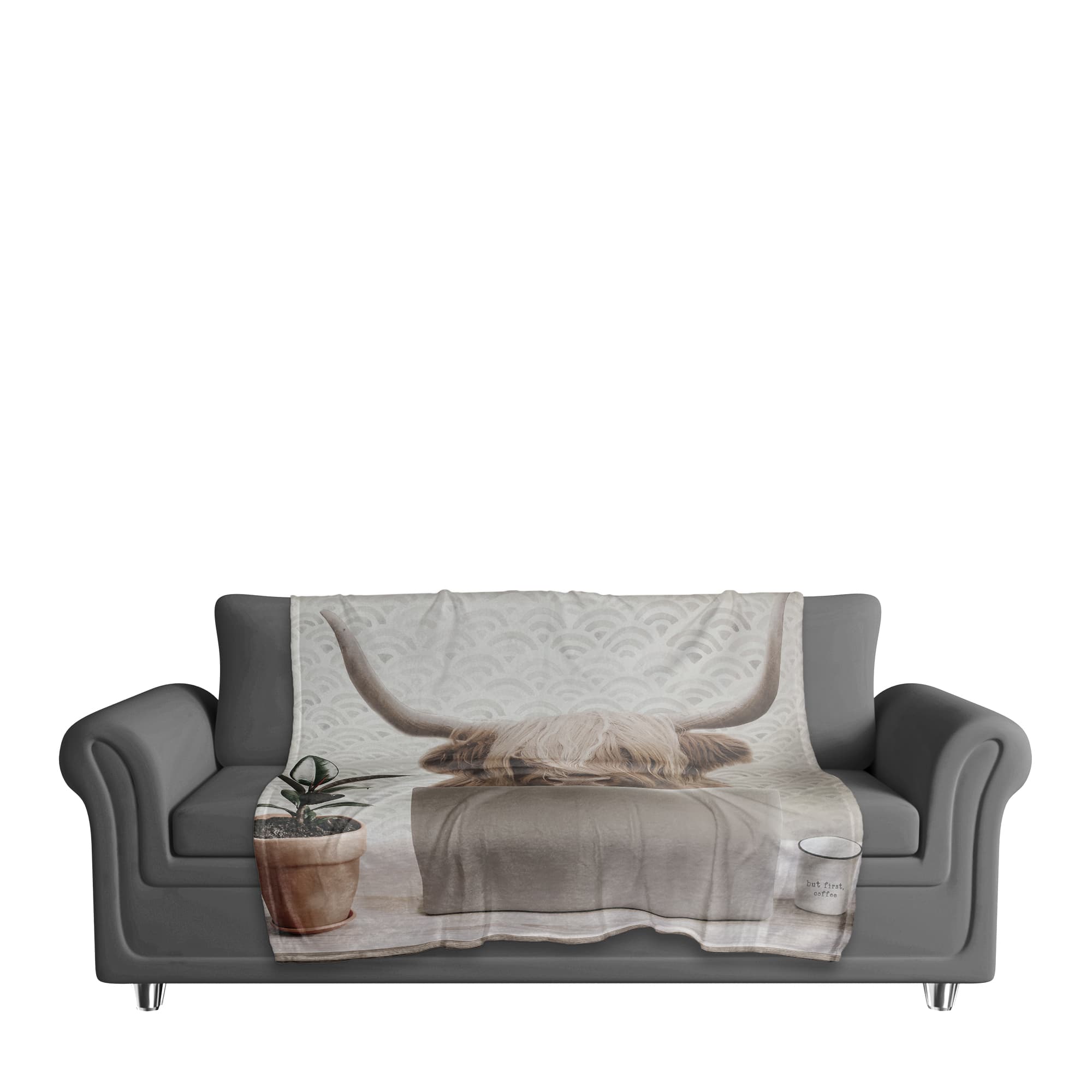 50" x 60" Cow at Desk Laptop Coral Fleece Blanket