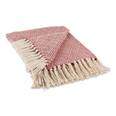 DII Diamond Throw Decke 50x60cm Zimt - Baumwolle Mit Fransen