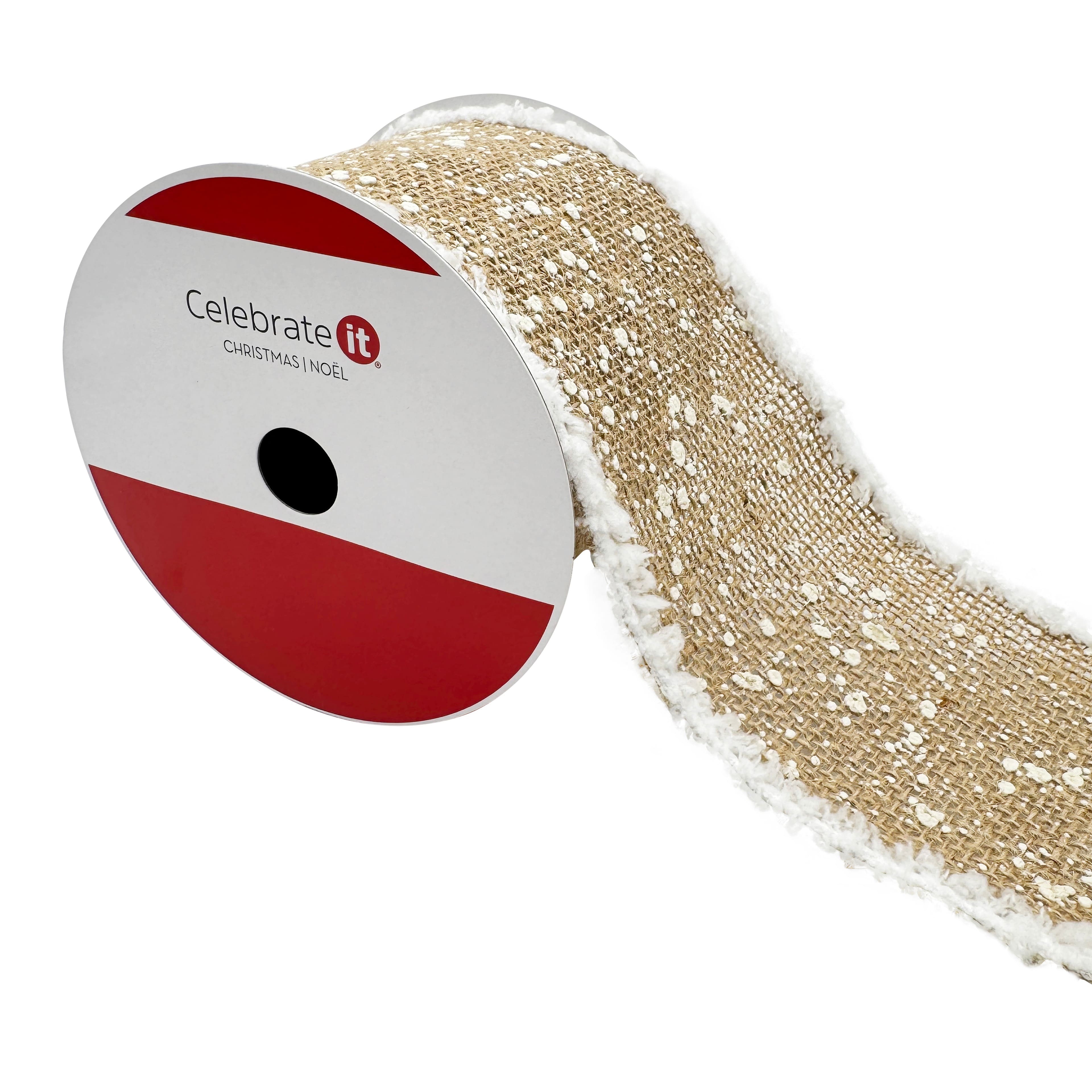 3.5&#x22; x 15ft. Faux Fur &#x26; Burlap Wired Ribbon by Celebrate It&#xAE;