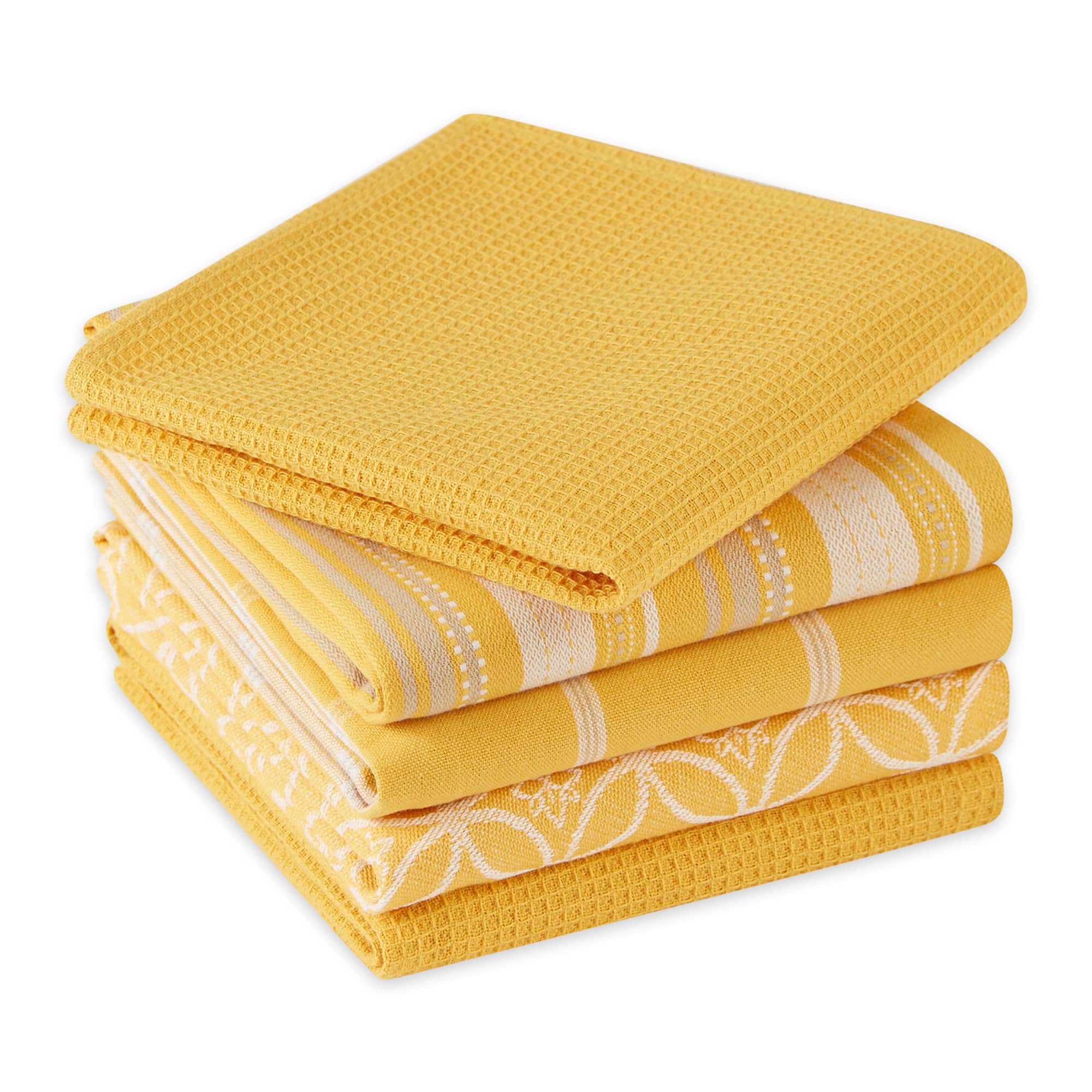 DII® Assorted Mustard Dishtowel & Dishcloth (Set of 5)