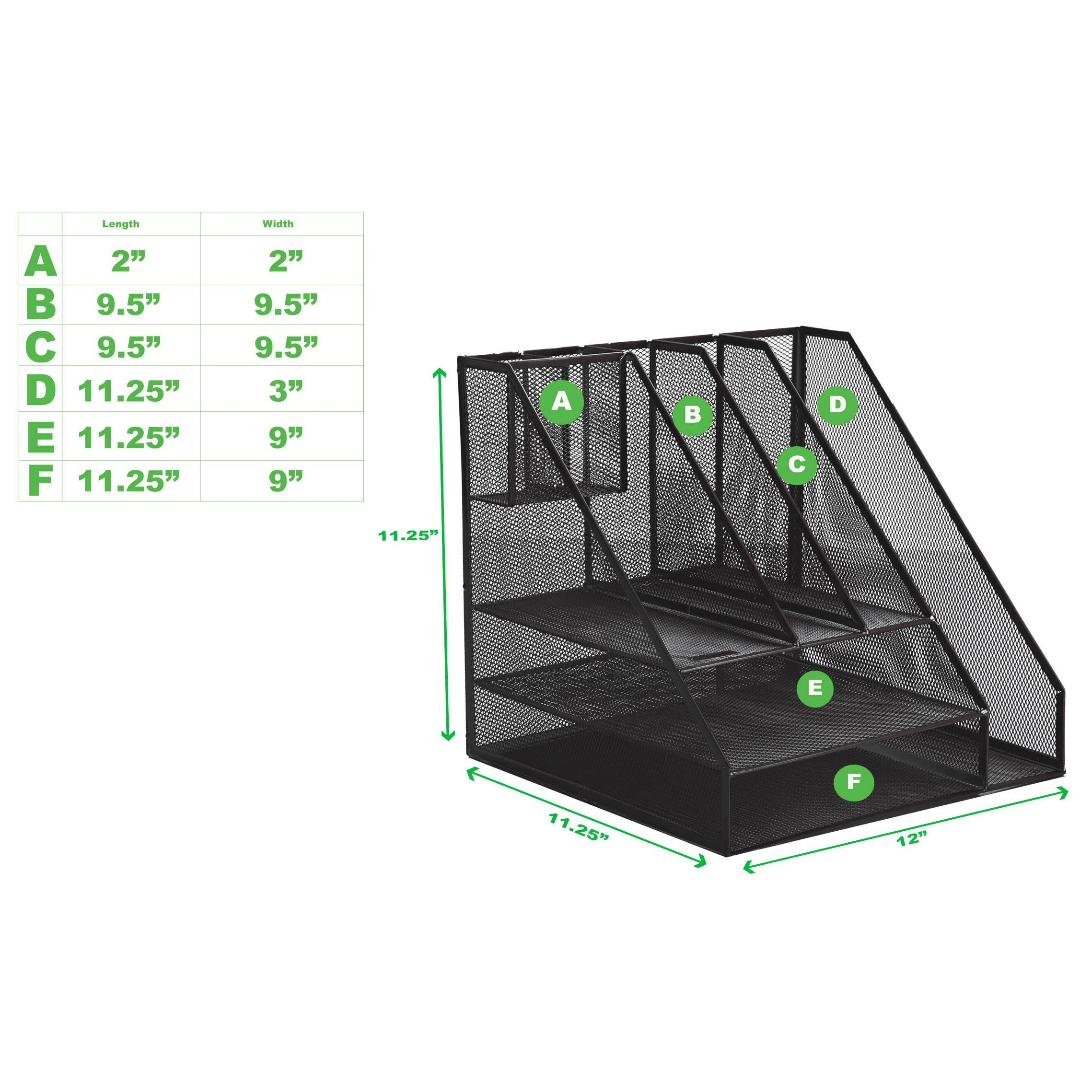 Mind Reader Black 8 Compartment Desktop Document Letter Tray