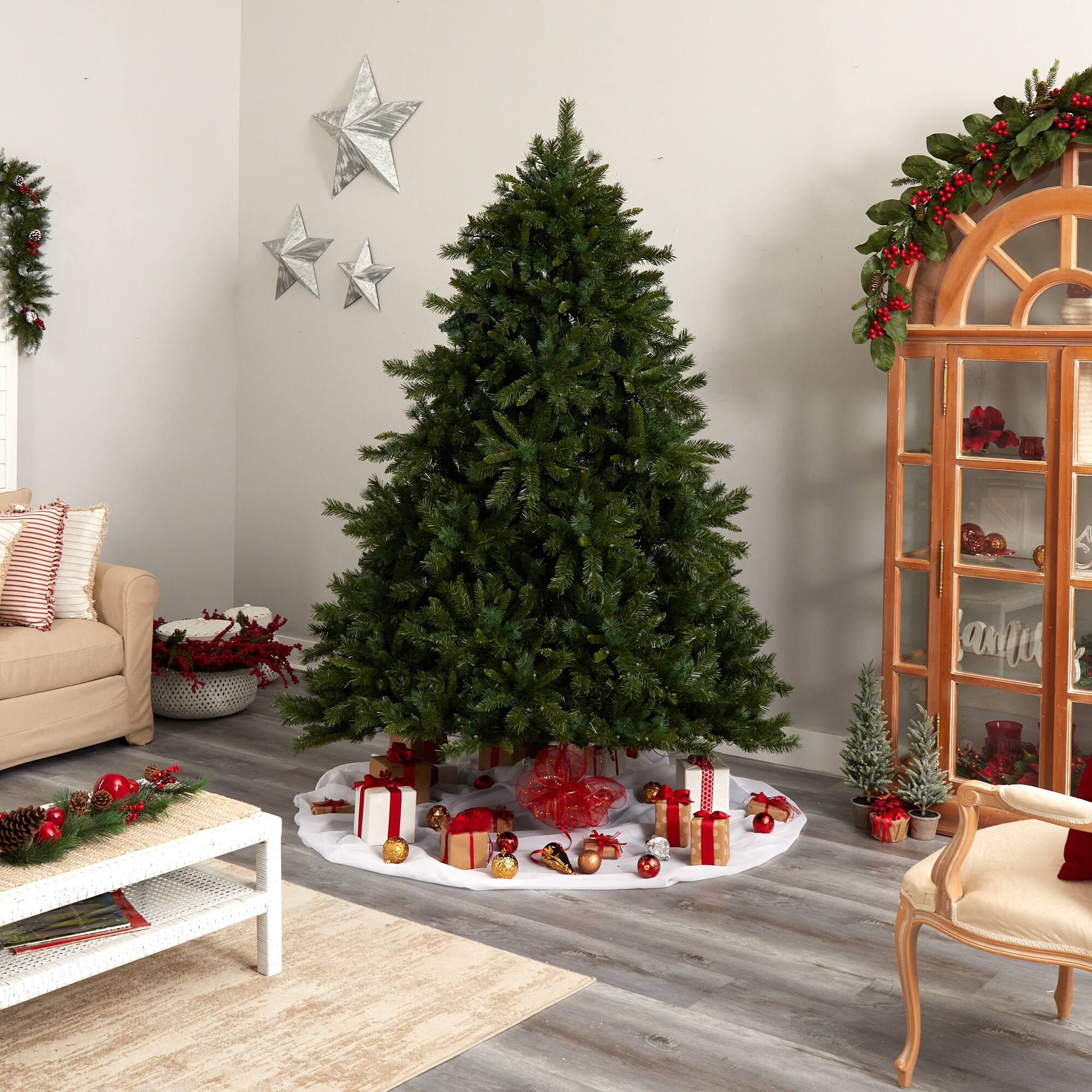 8ft. Pre-Lit Wyoming Mixed Pine Artificial Christmas Tree, Clear Lights