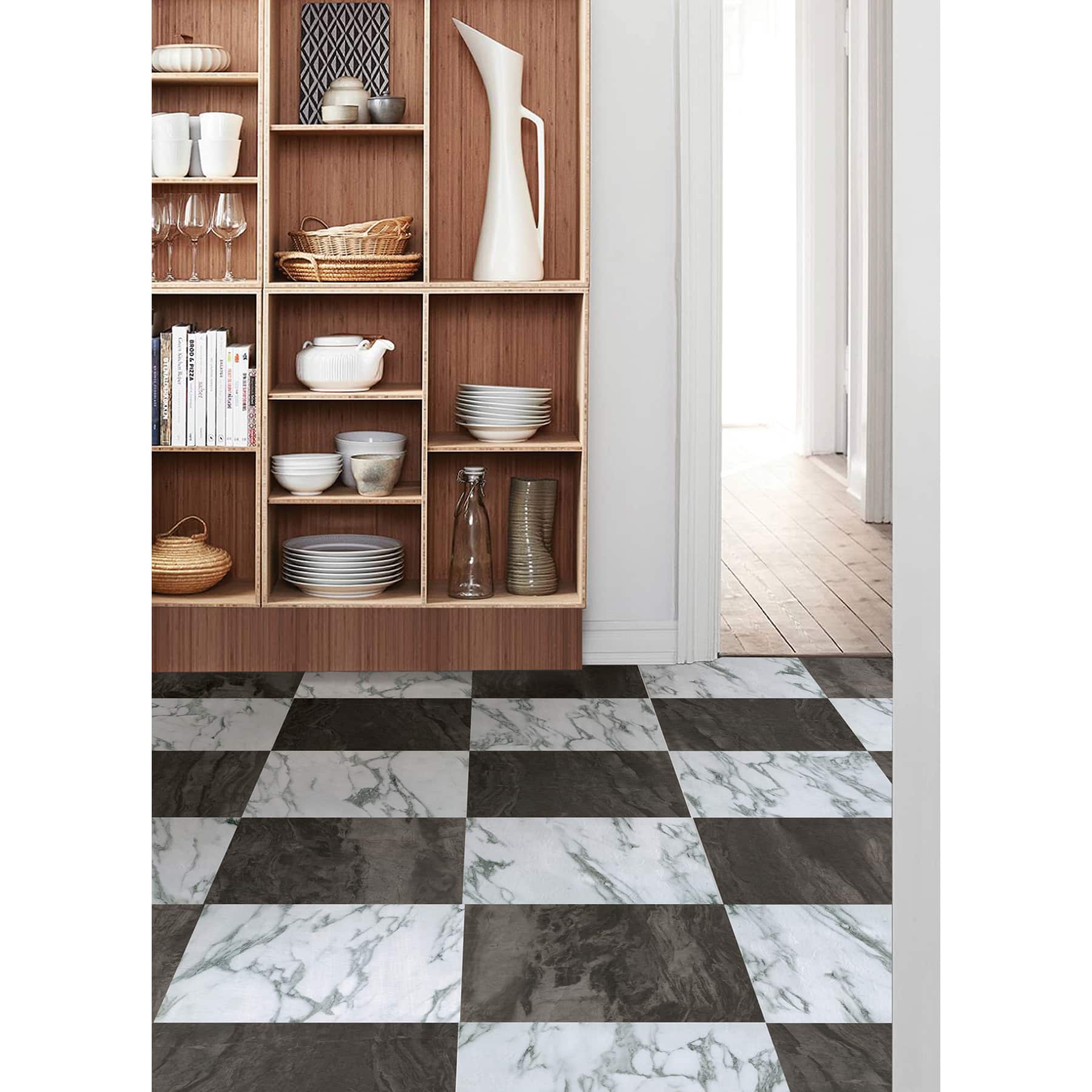 FloorPops Opaline Raven Peel & Stick Floor Tile Bundle
