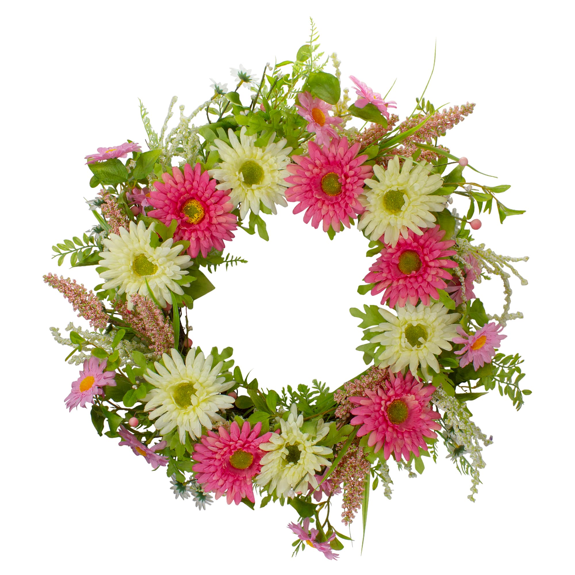 23" Pink & Yellow Chrysanthemum & Berry Floral Spring Wreath