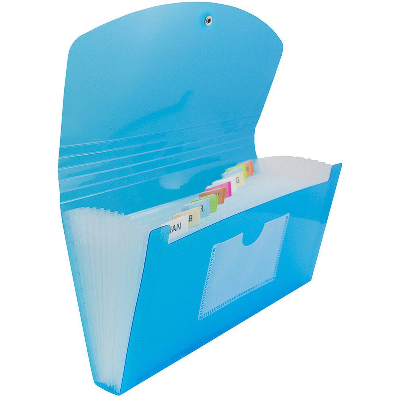 JAM Paper 5" x 10.5" Blue Plastic 13 Pocket Expanding Accordion File Folder, 2ct.