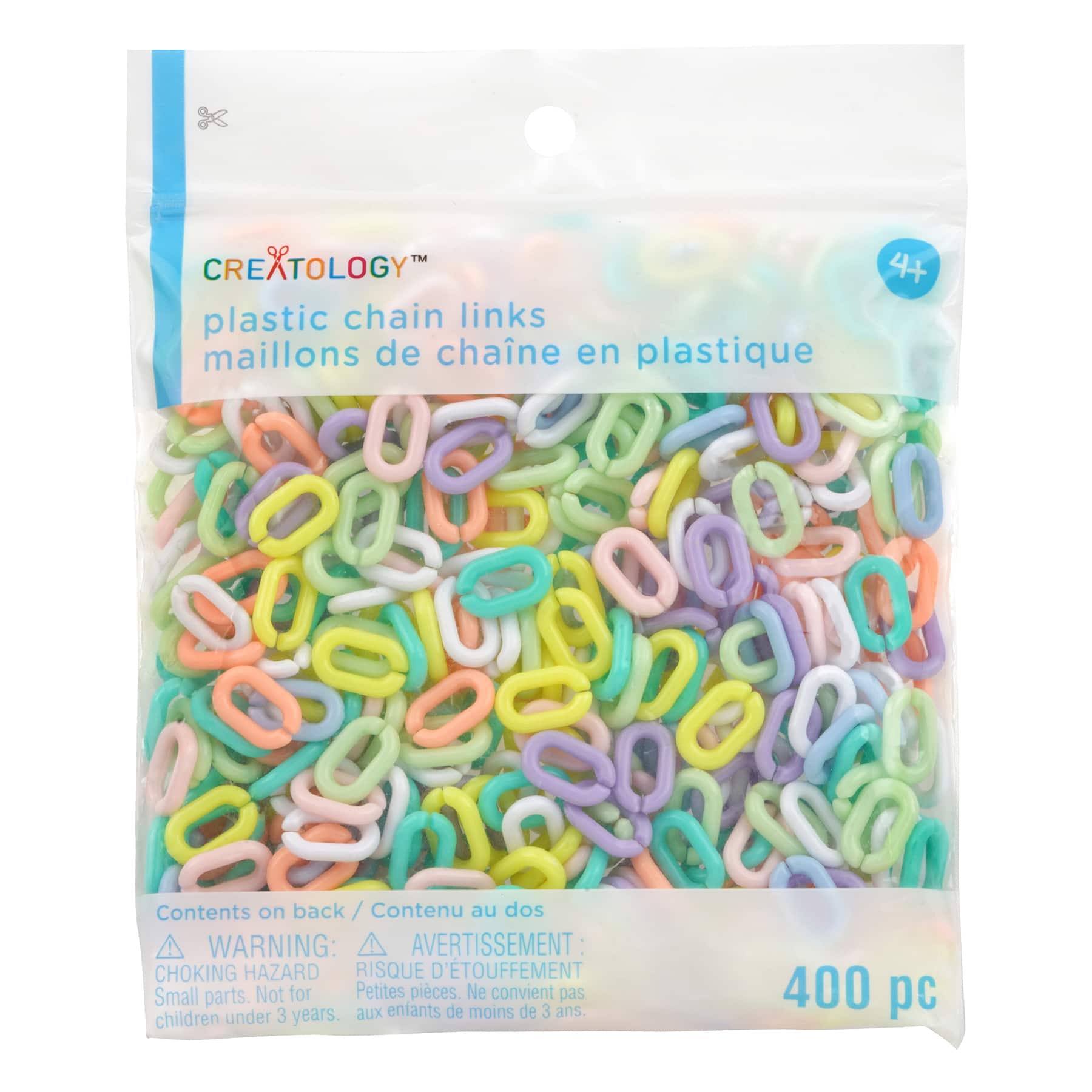 Plastic Chain Links - 20mm Beautiful Bright Pastel Color Plastic or Acrylic  Chain Links - Mixed Colors - 100 pc set