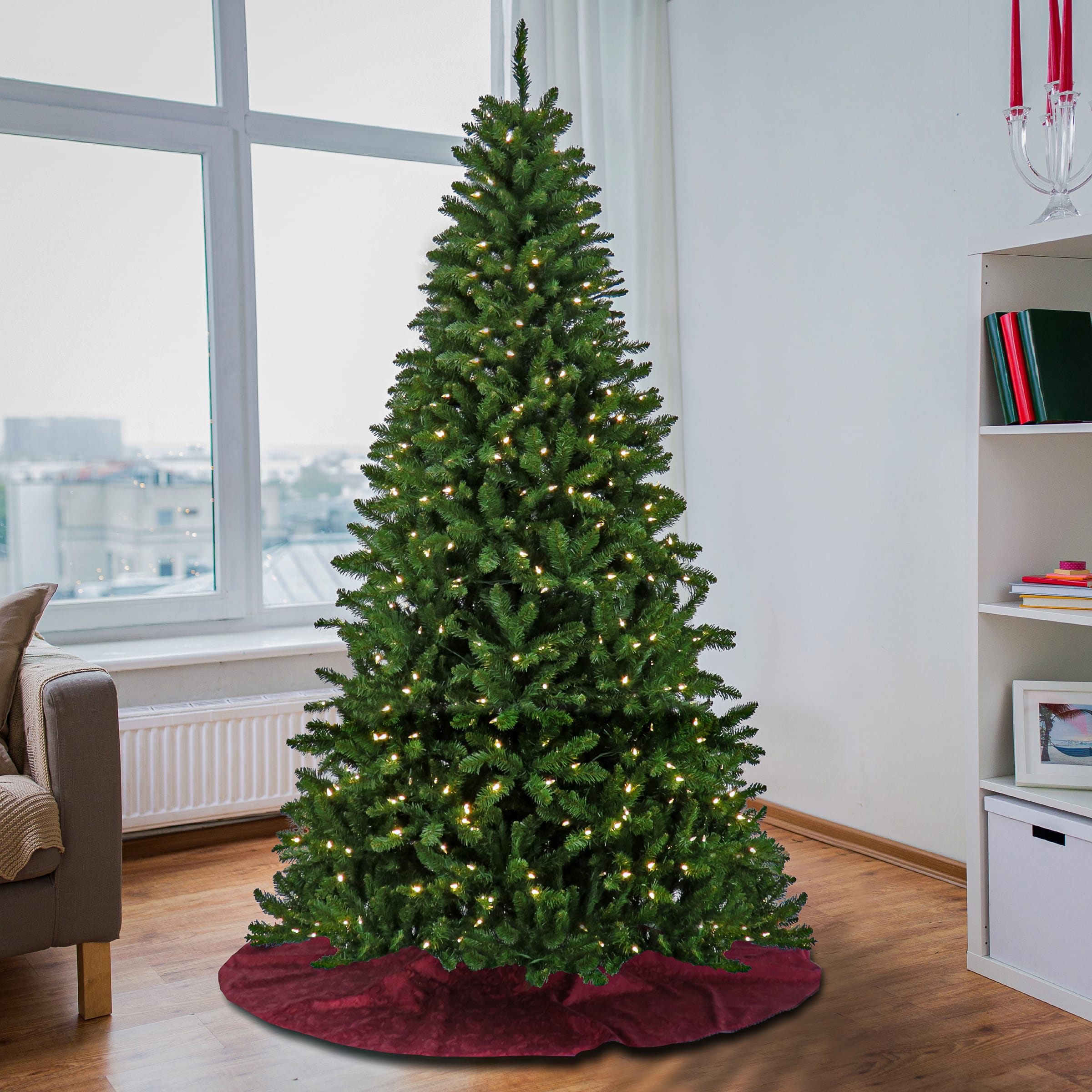 7.5ft. Pre-Lit Crater Pine Artificial Christmas Tree, Warm White LED Lights